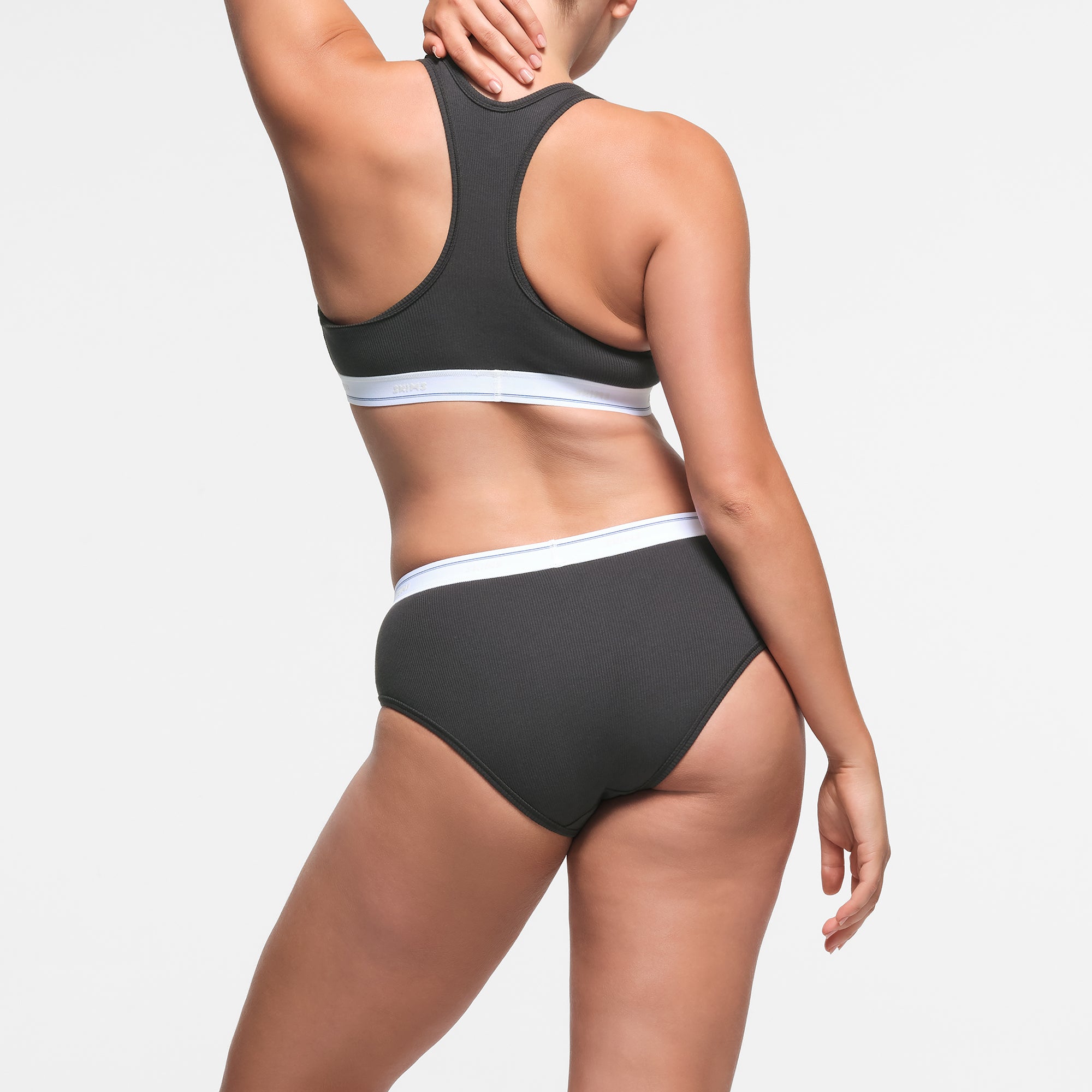 COTTON RIB HIPSTER | SOOT STRIPE