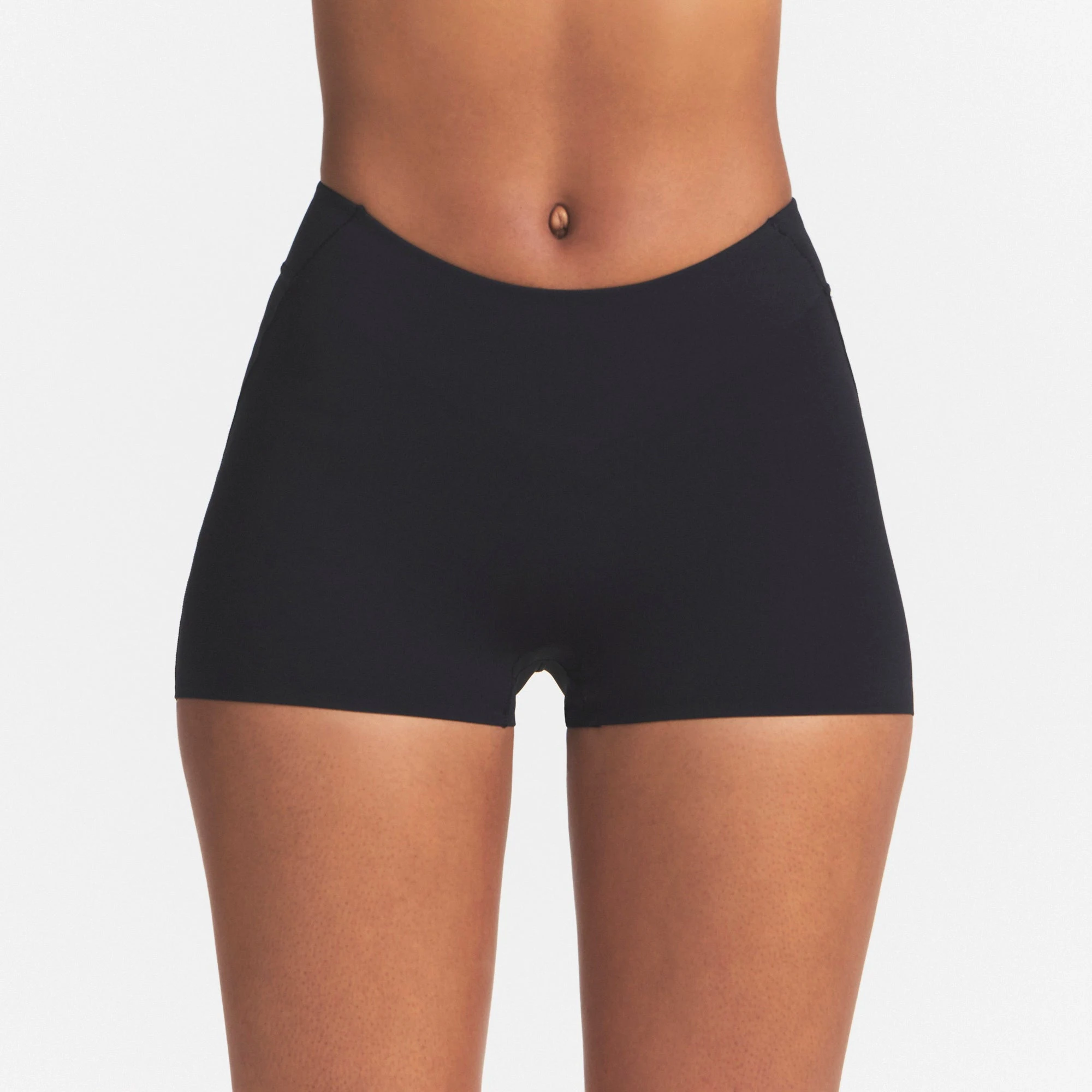 NikeSKIMS STUDIO STRETCH DIP FRONT 2" SHORT | OBSIDIANON A MODEL FRONT VIEW @ | FOCUS: 0.0, 1.0, 0.9