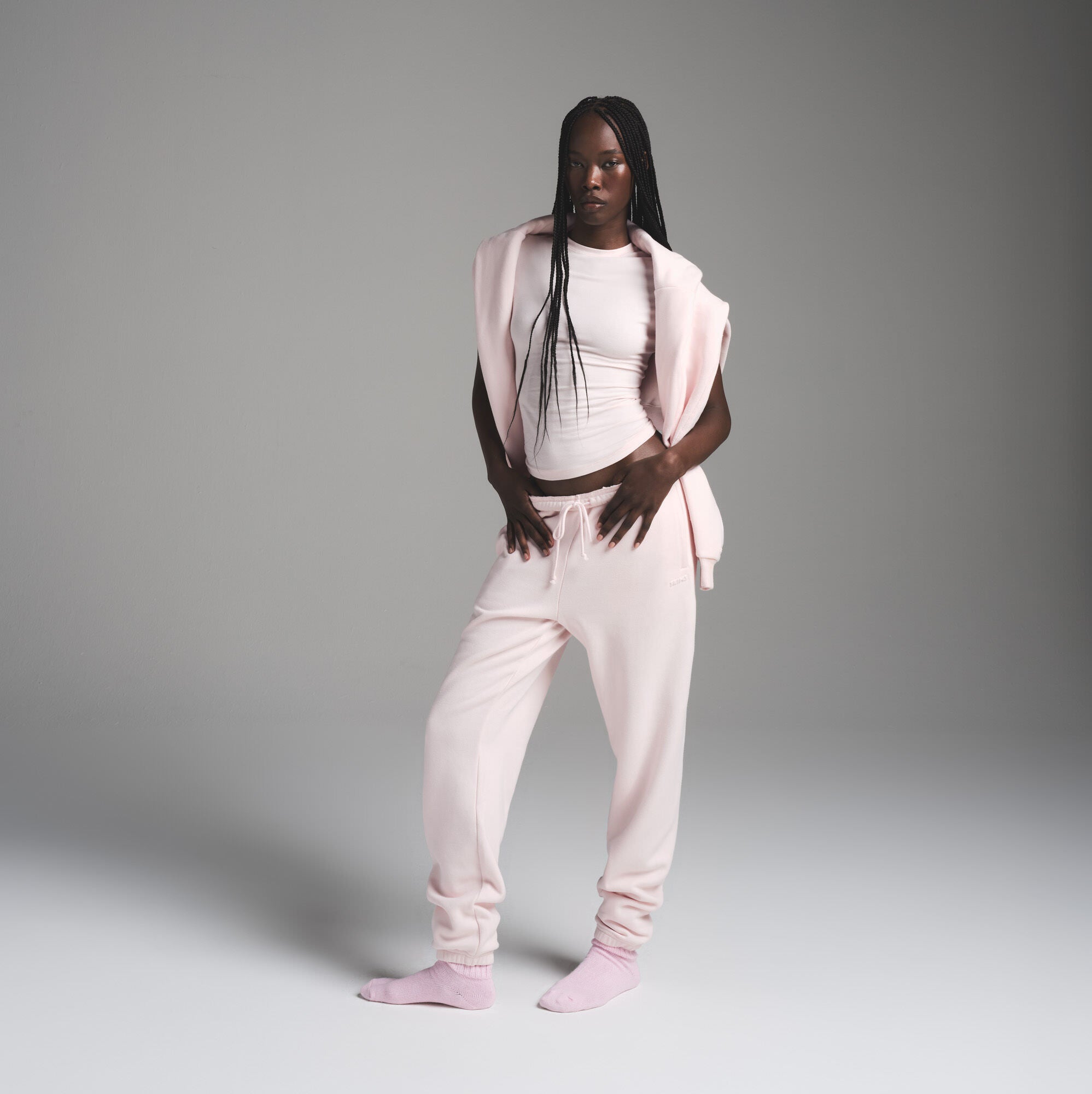 COTTON FLEECE CROPPED HALF ZIP PULLOVER | DUSK