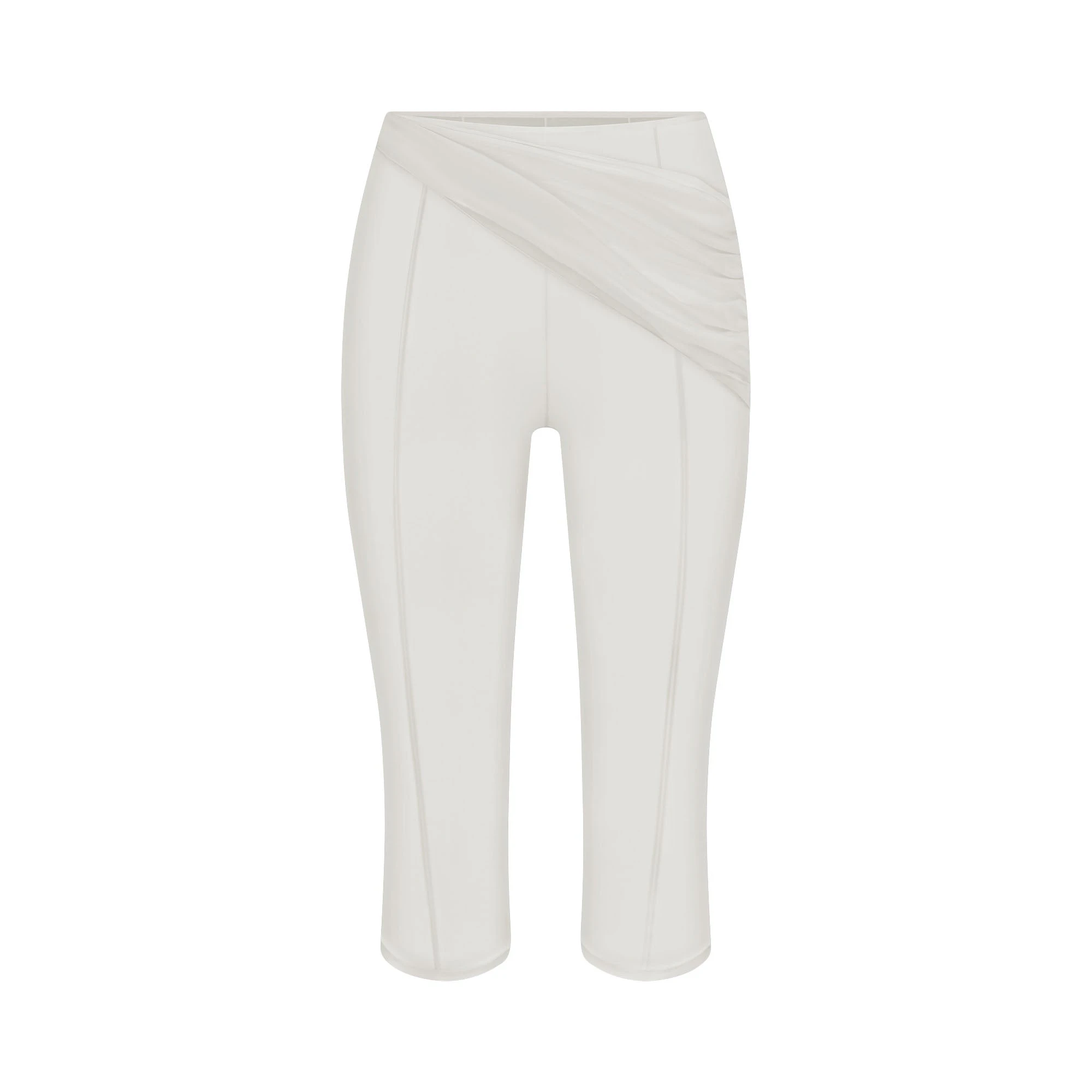 ULTRA FINE MESH DRAPED CAPRI | IVORY LAYS FLAT ON A WHITE BACKGROUND | FLT 