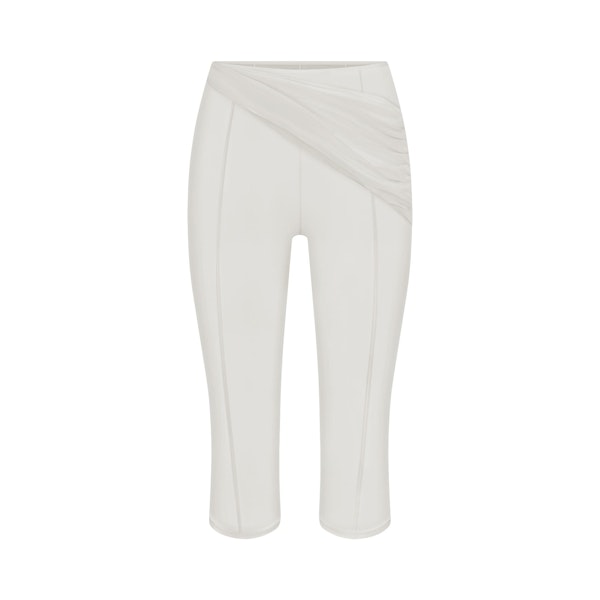 ULTRA FINE MESH DRAPED CAPRI | IVORY LAYS FLAT ON A WHITE BACKGROUND | FLT 