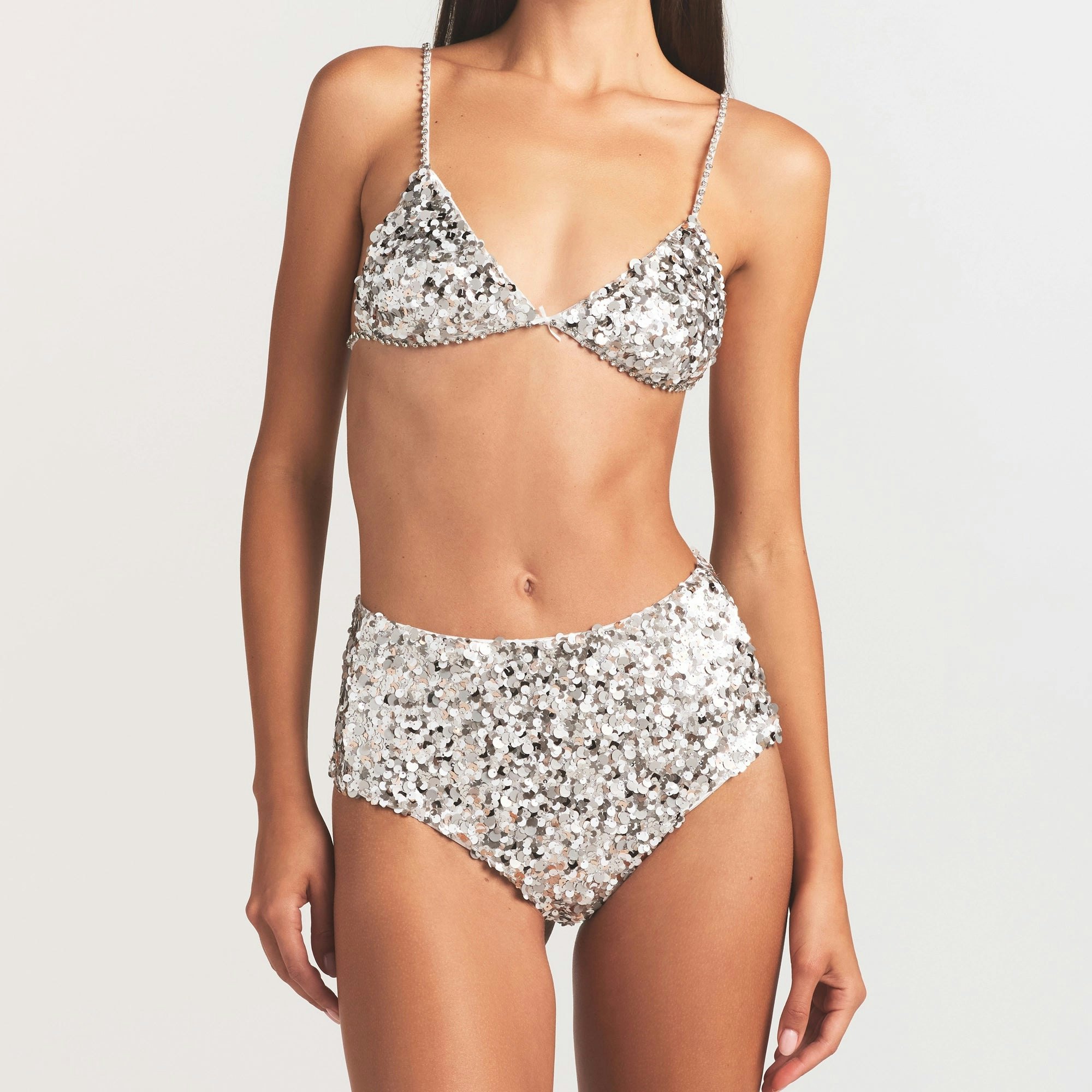 NOVELTY INTIMATES SEQUIN BRALETTE AND HIPSTER SET | SNOW ON A MODEL SIDE VIEW @ | FOCUS: 0.0, 1.0, 0.9