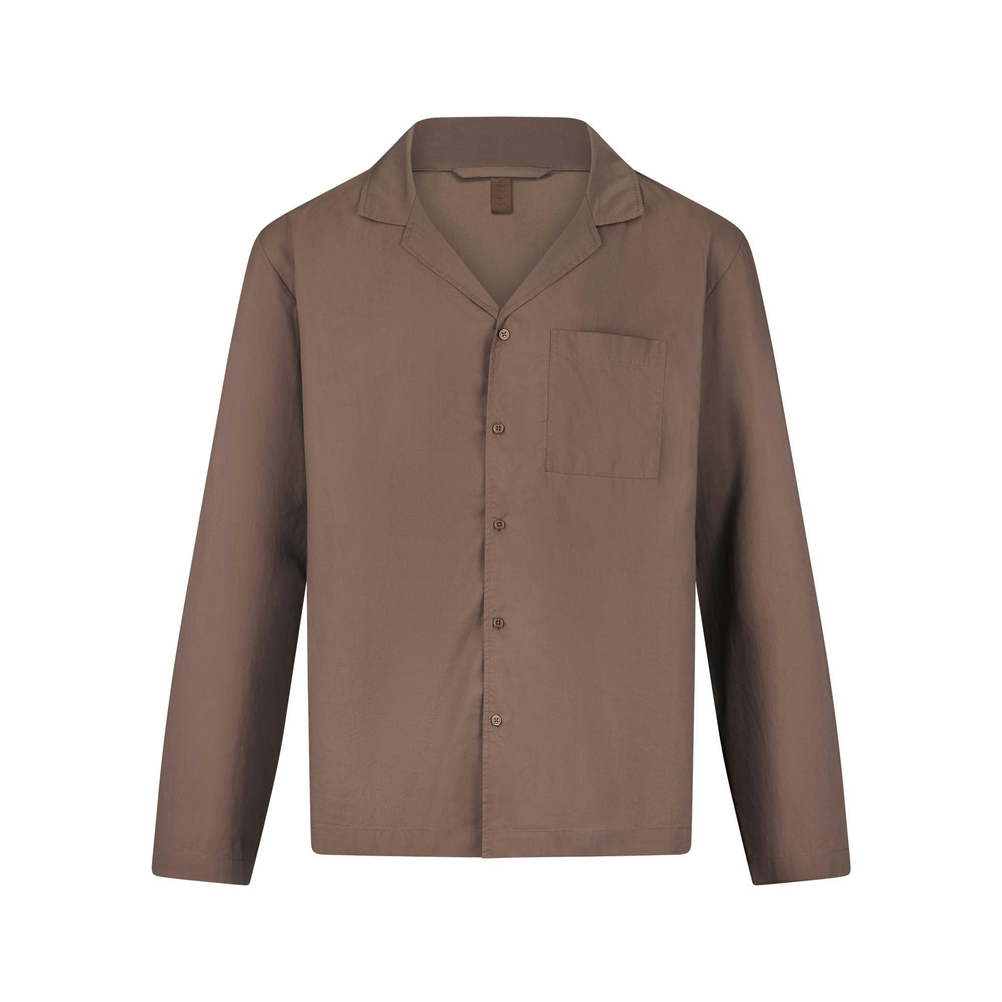 COTTON POPLIN SLEEP MENS LONG SLEEP SET | UMBER FLAT ON A WHITE BACKGROUND | FLT