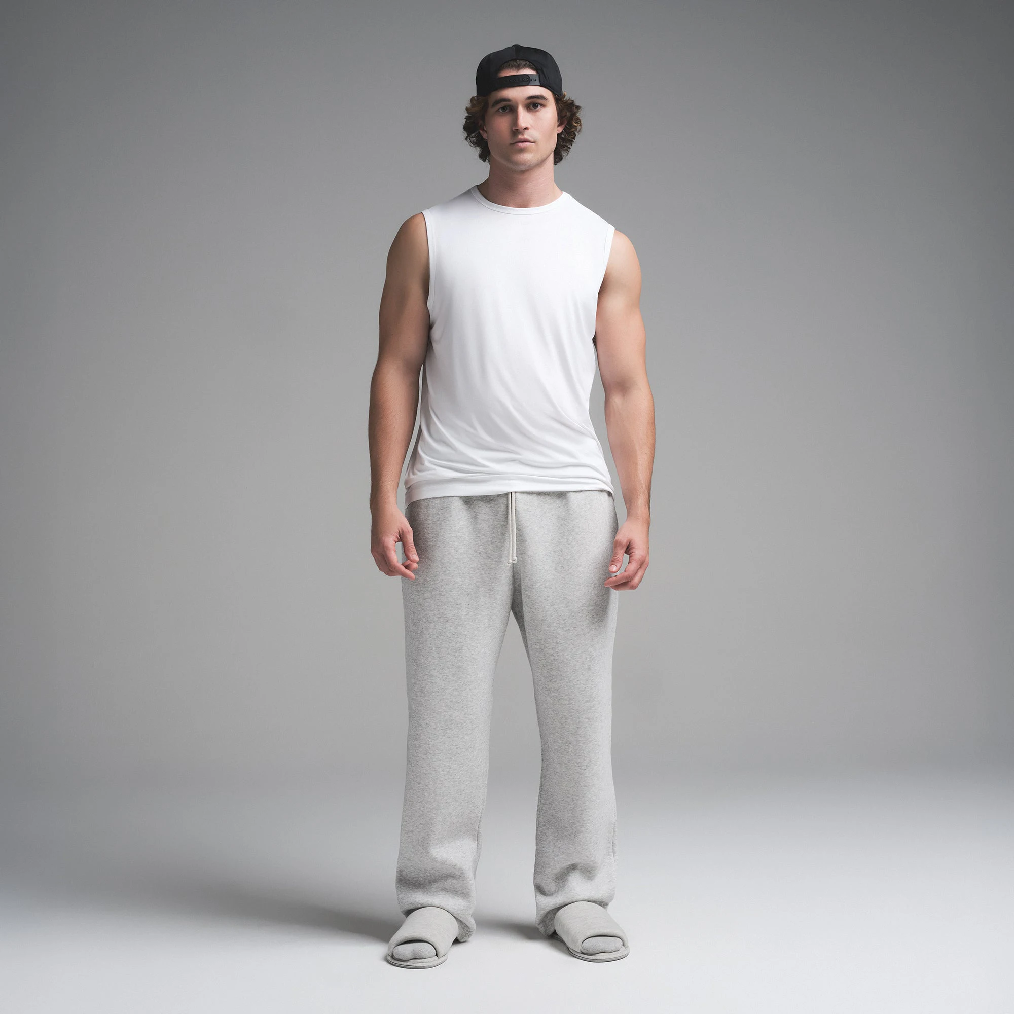 OUTDOOR JERSEY MENS MUSCLE TANK | CHALK ON A MODEL FRONT VIEW | FOCUS: 0.0, 1.0, 0.9