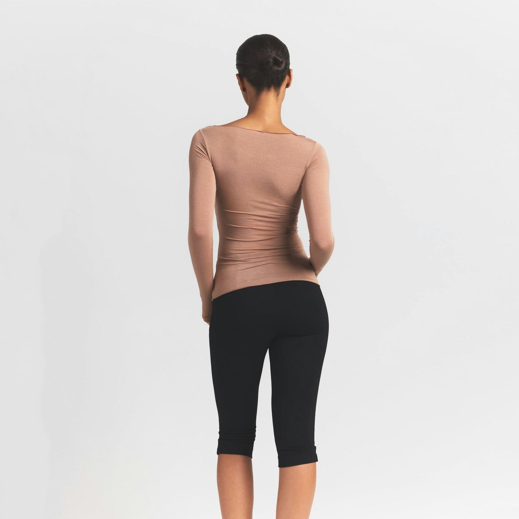 SHEER MODAL LONG SLEEVE BOATNECK TOP | SIENNA ON A MODEL BACK VIEW @ | FOCUS: 0.9, 0.1, 0.7