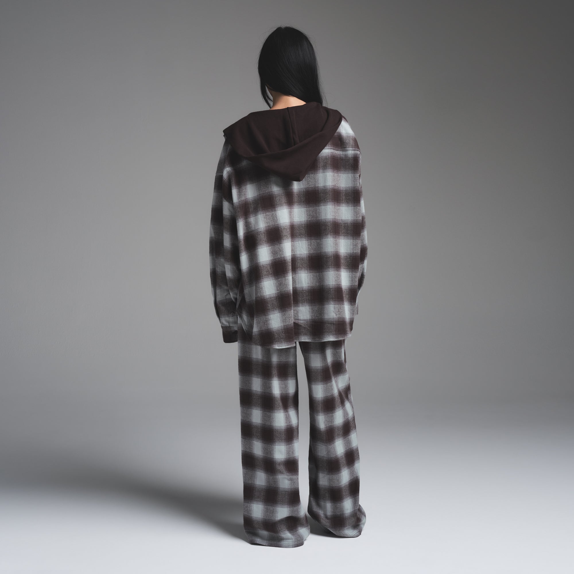 OUTDOOR FLANNEL OVERSIZED HOODED SHIRT | VAPOR SHADOW PLAID