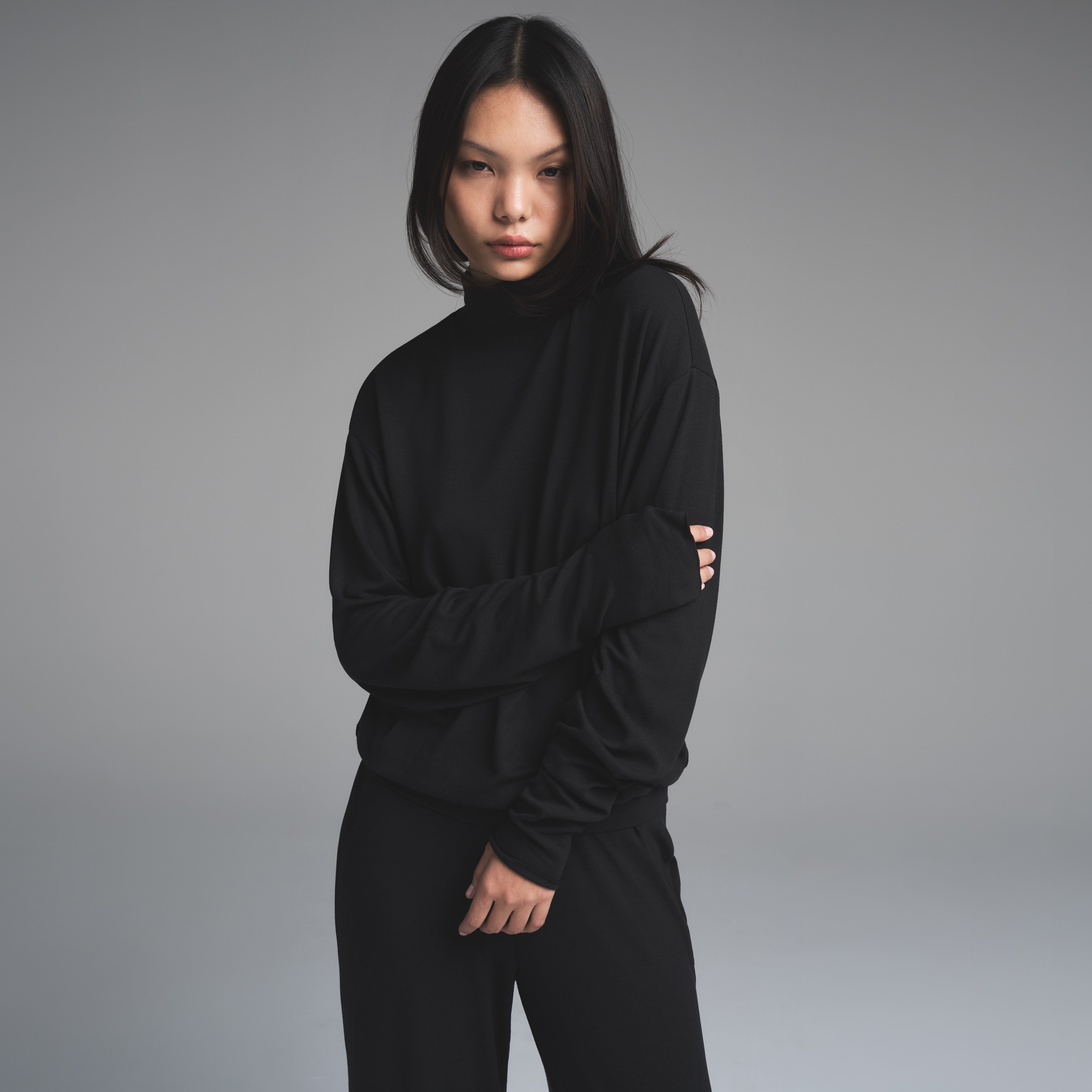 SKIMS CLOUD LONG SLEEVE TURTLENECK | ONYX