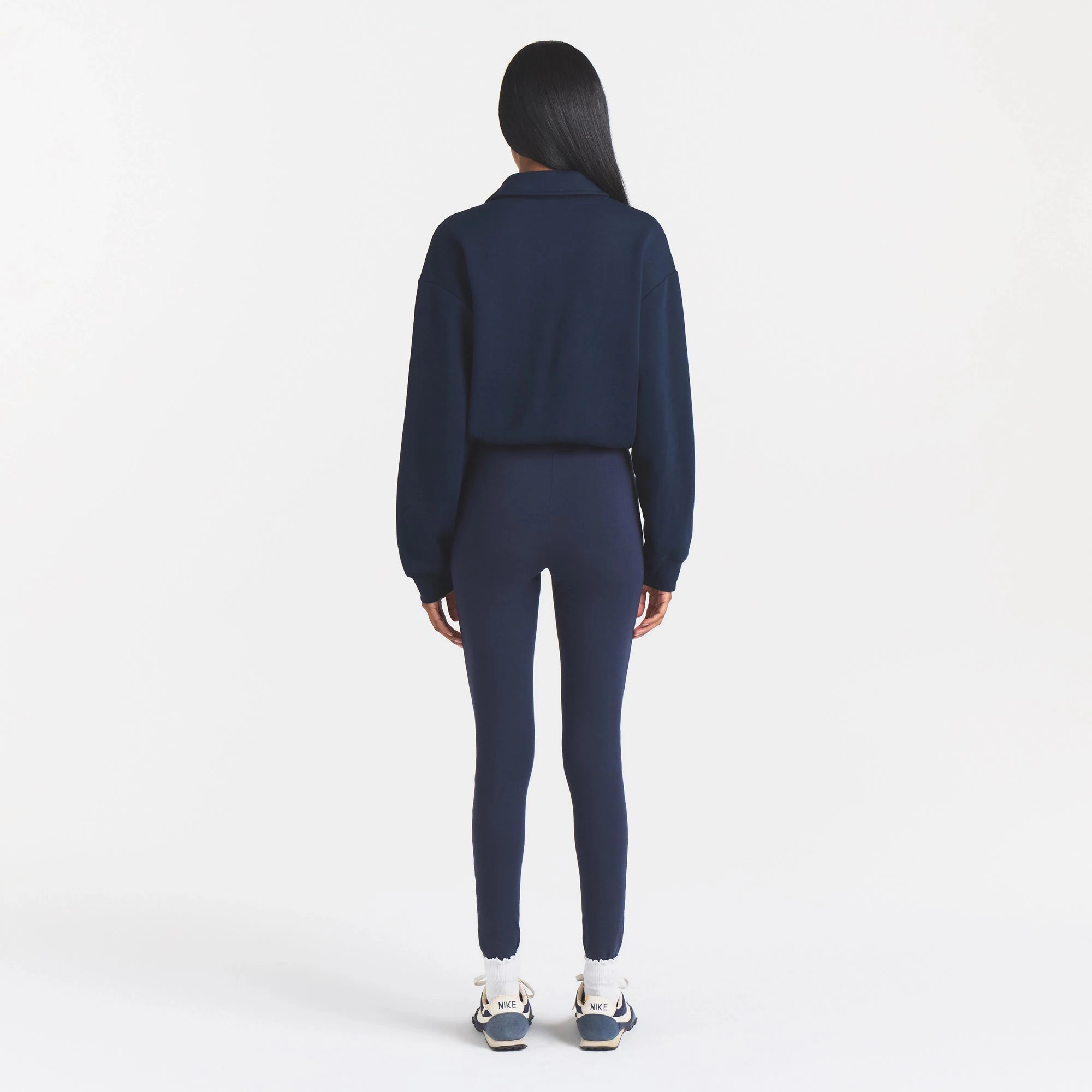 COTTON FLEECE POLO SWEATSHIRT | NAVY ON A MODEL FRONT VIEW @ | FOCUS: 0.0, 1.0, 0.9