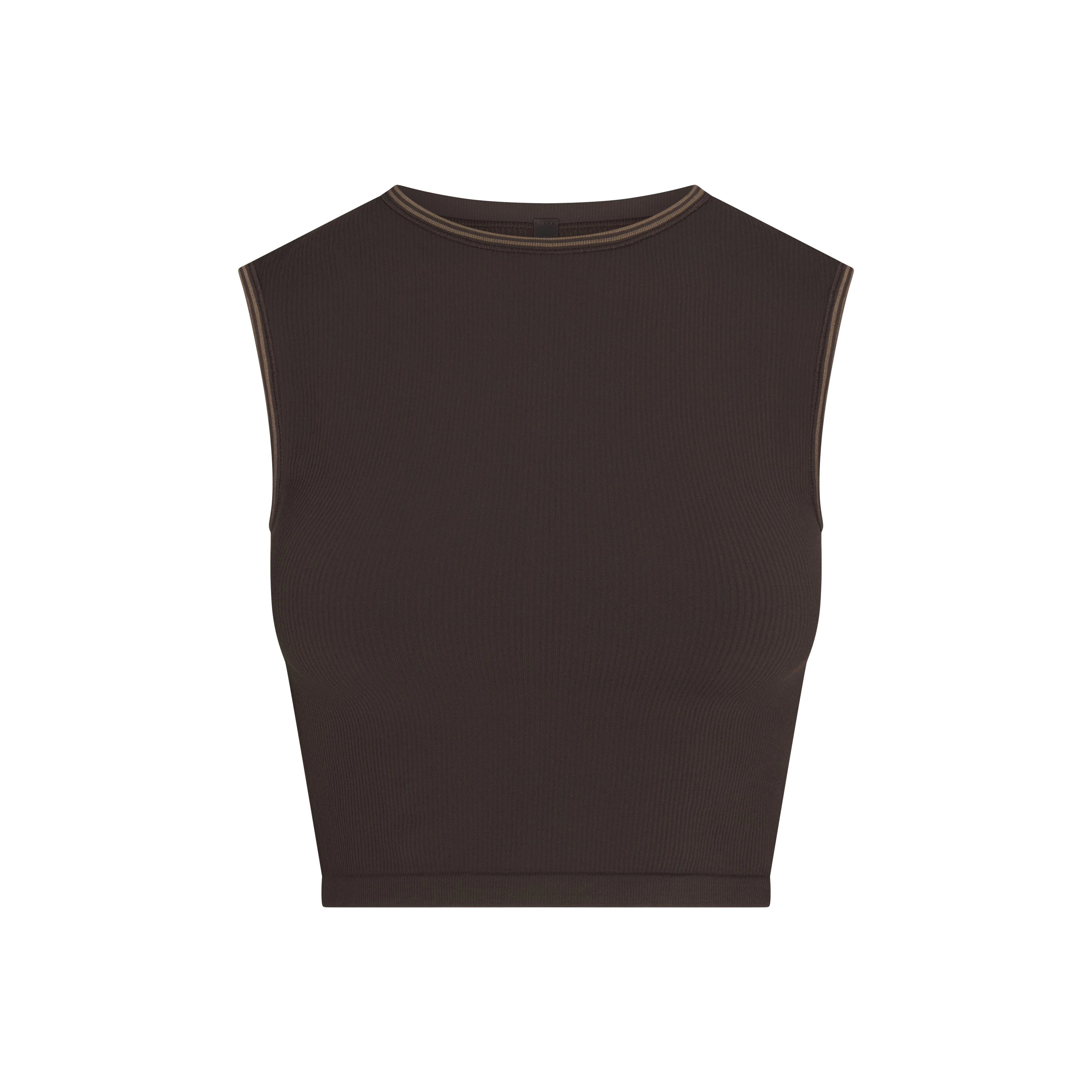 NikeSKIMS RIBBED SEAMLESS MUSCLE TANK | NSKM PHOENIX/NSKM TRUFFLE FLAT ON A WHITE BACKGROUND | FLT