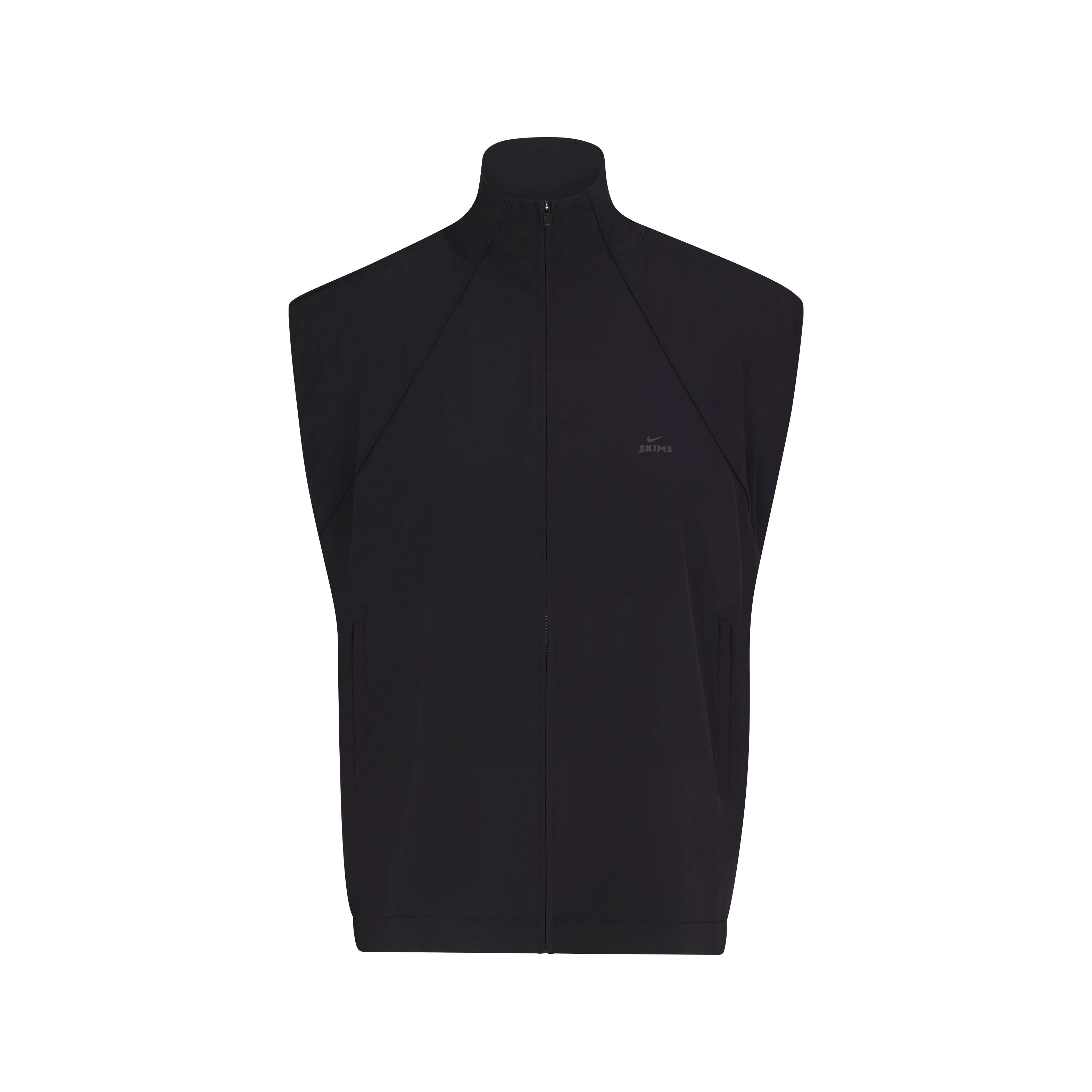 NikeSKIMS STRETCH NYLON OVERSIZED VEST | NSKM OBSIDIAN FLAT ON A WHITE BACKGROUND | FLT
