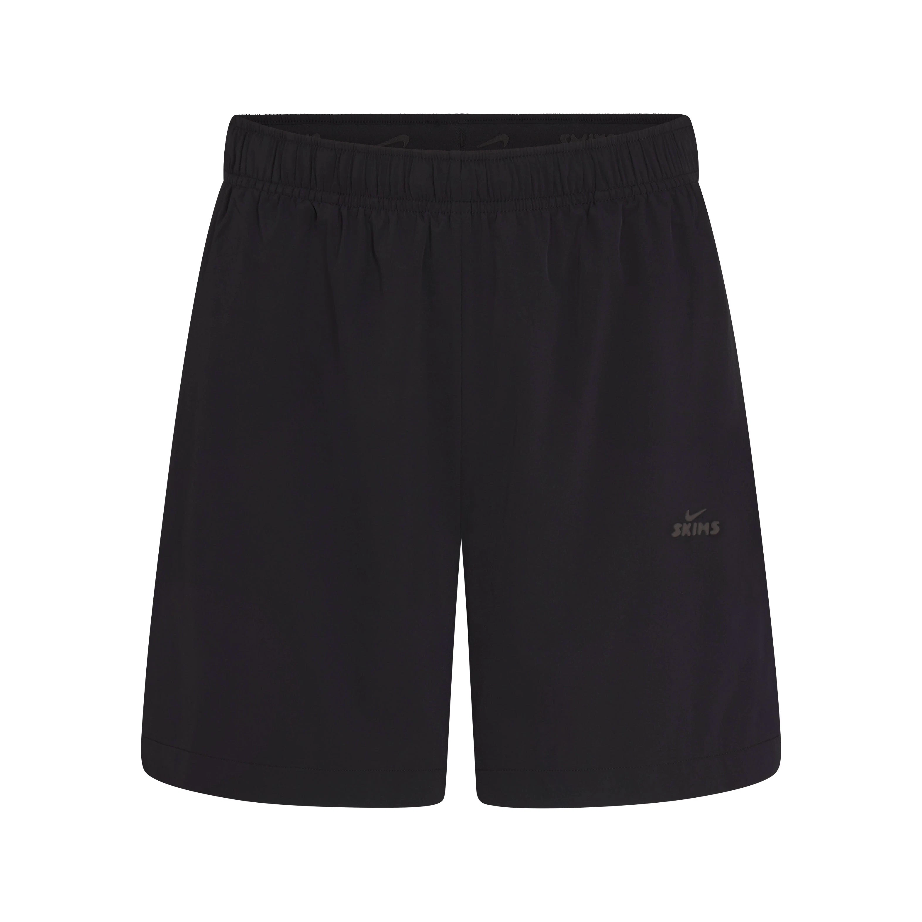 NikeSKIMS STRETCH NYLON 5 INCH TRACK SHORT | NSKM OBSIDIAN FLAT ON A WHITE BACKGROUND | FLT