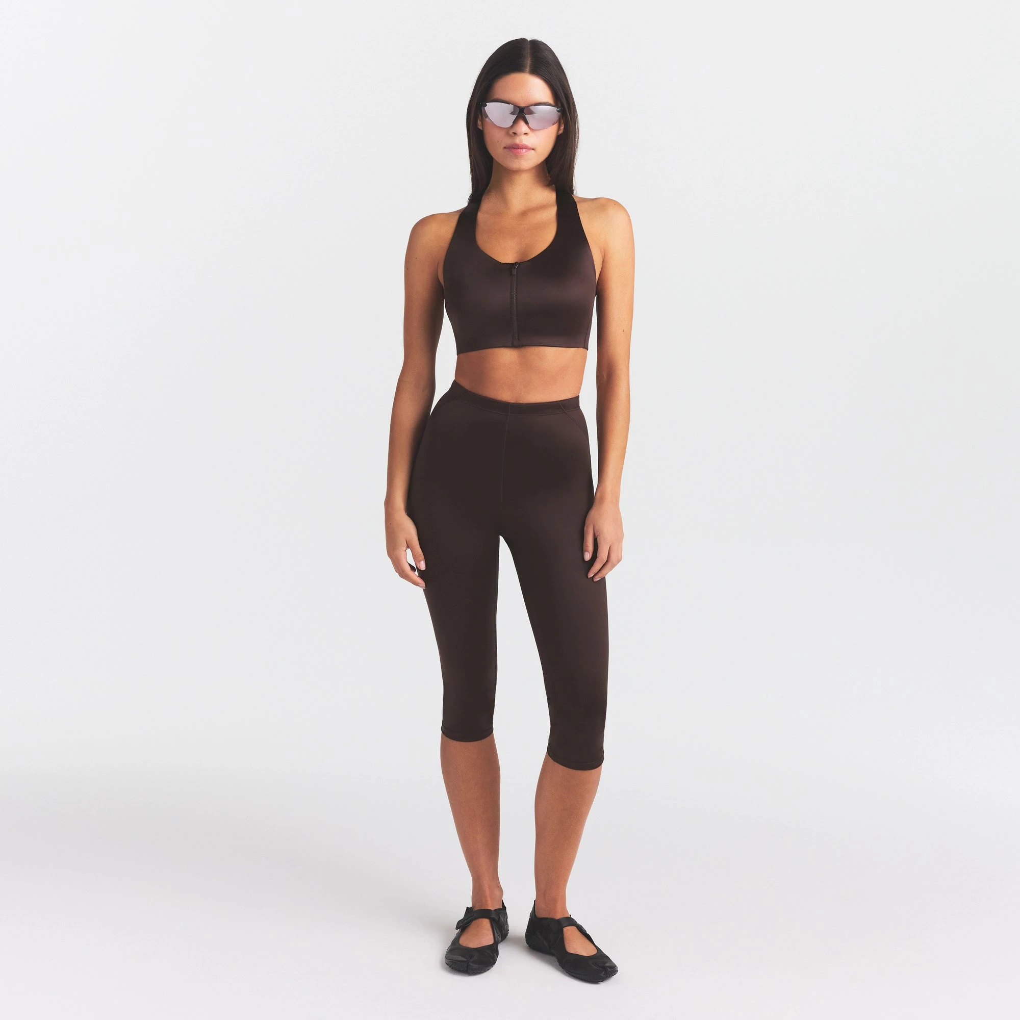 NikeSKIMS SATIN SHINE CAPRI 17" LEGGING | PHOENIX ON A MODEL FRONT VIEW