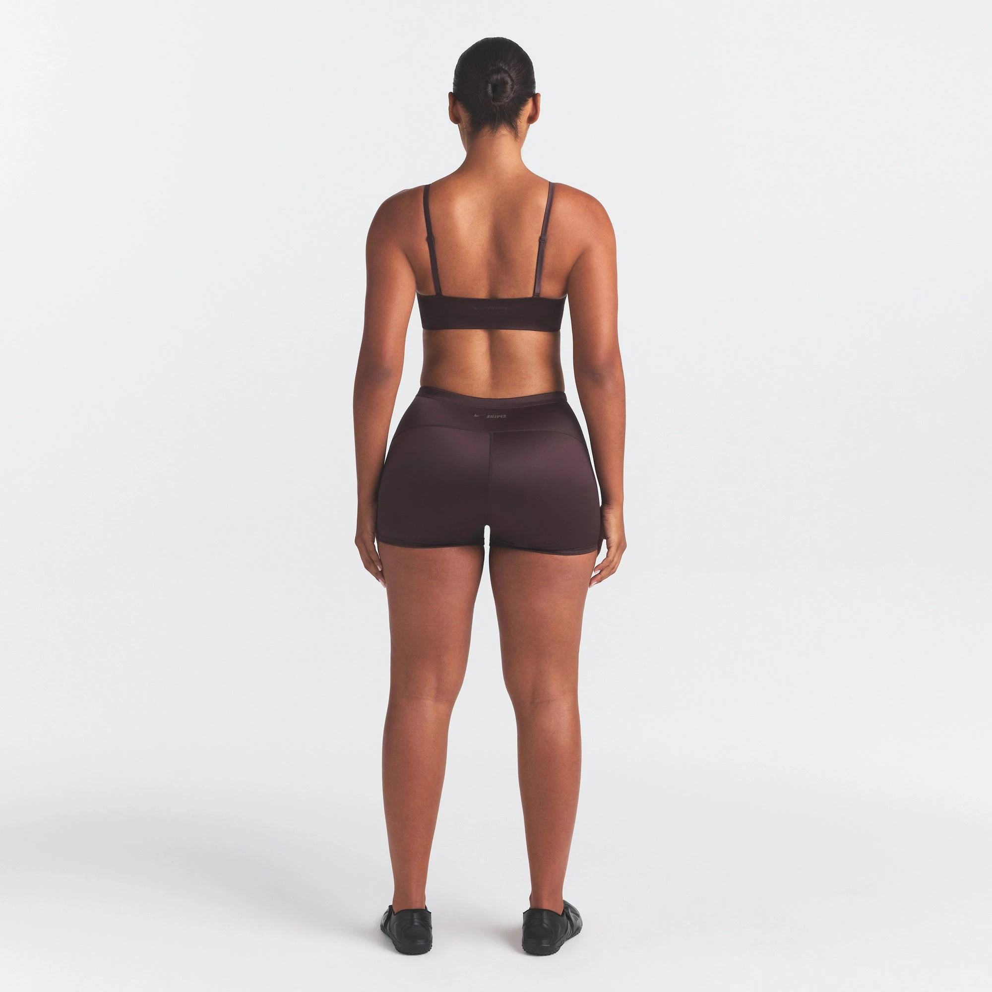 NikeSKIMS SATIN SHINE DRAWCORD 2" SHORT | PHOENIX ON A MODEL FRONT VIEW
