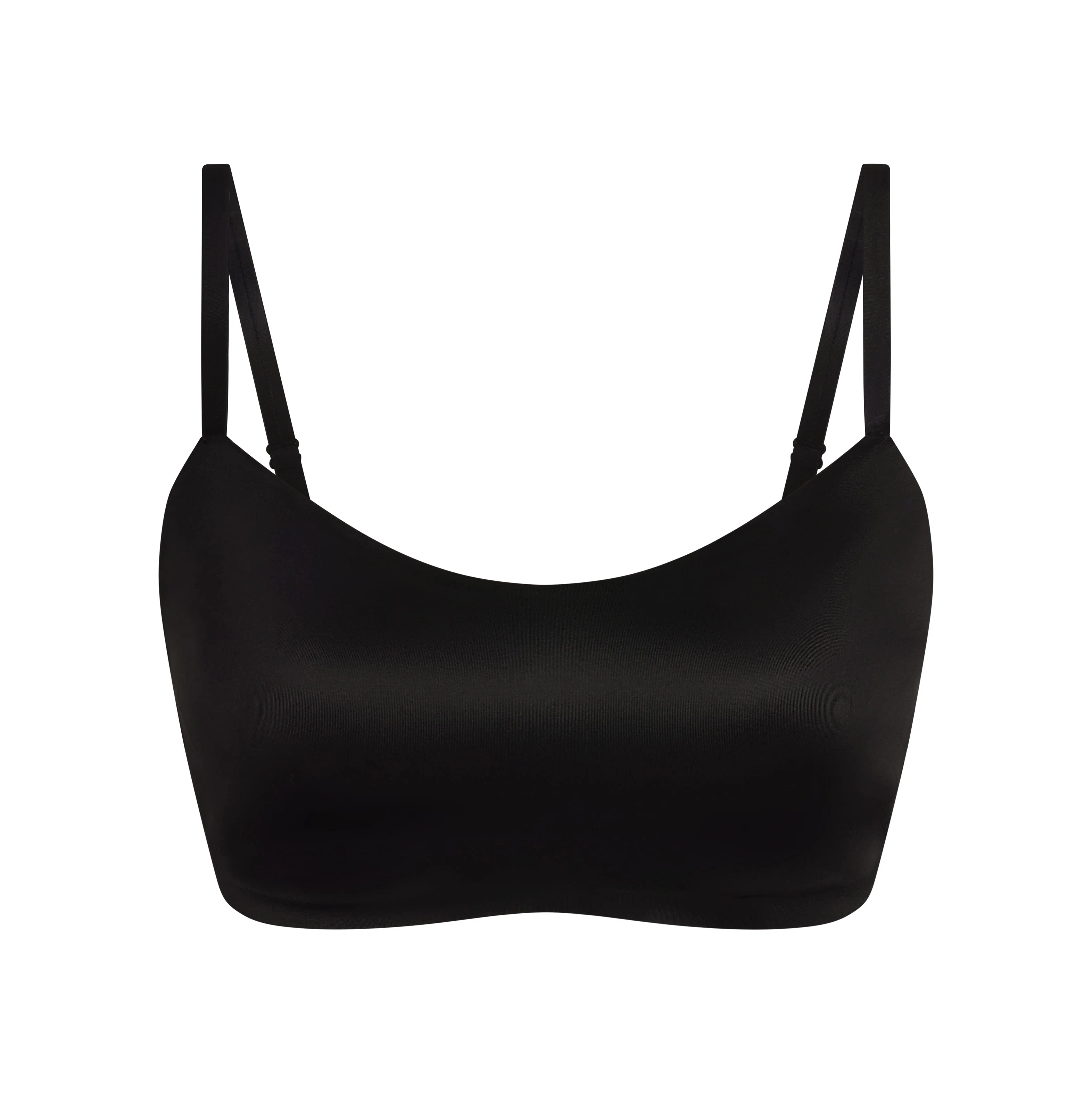 NikeSKIMS SHINE SCOOP CAMI BRA | NSKM OBSIDIAN FLAT ON A WHITE BACKGROUND | FLT