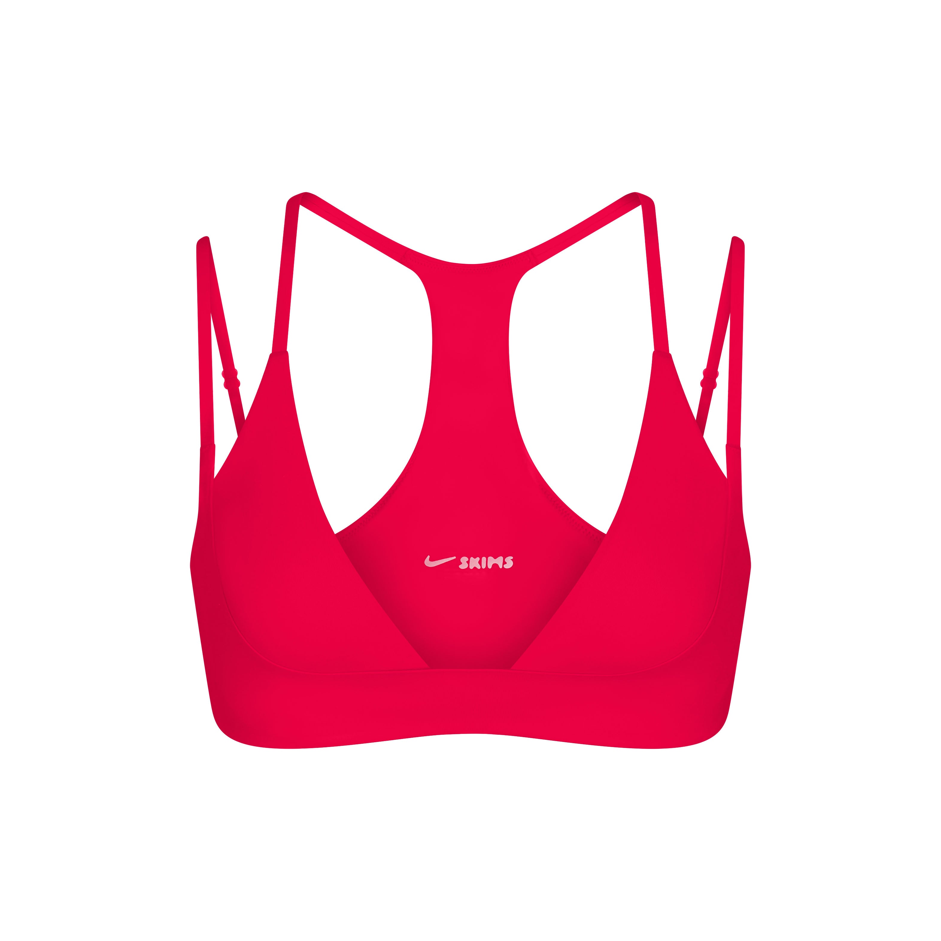 NikeSKIMS MATTE TRIANGLE DOUBLE STRAP BRA | UNIVERSITY RED FLAT ON A WHITE BACKGROUND | FLT