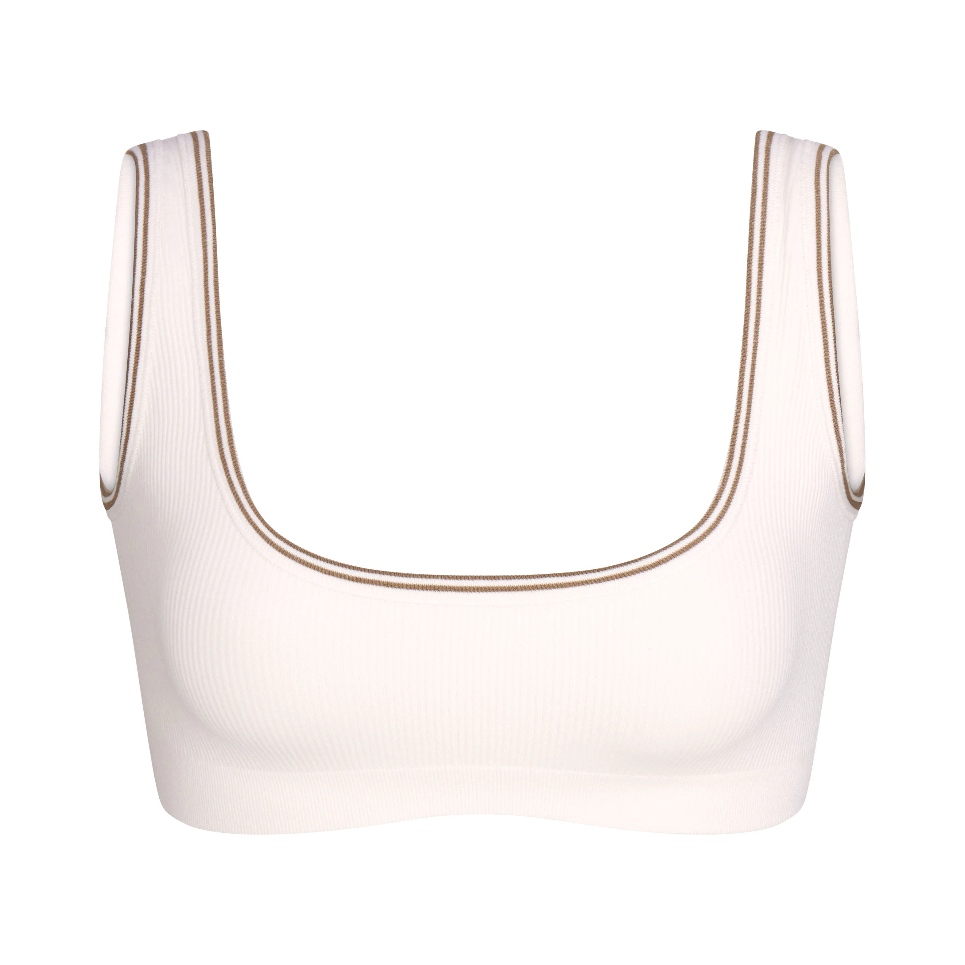 NikeSKIMS RIBBED SEAMLESS MICRO SCOOP BRA | NSKM ACTV IVORY/NSKM RESIN/(NSKM ACTV IVORY) FLAT ON A WHITE BACKGROUND | FLT