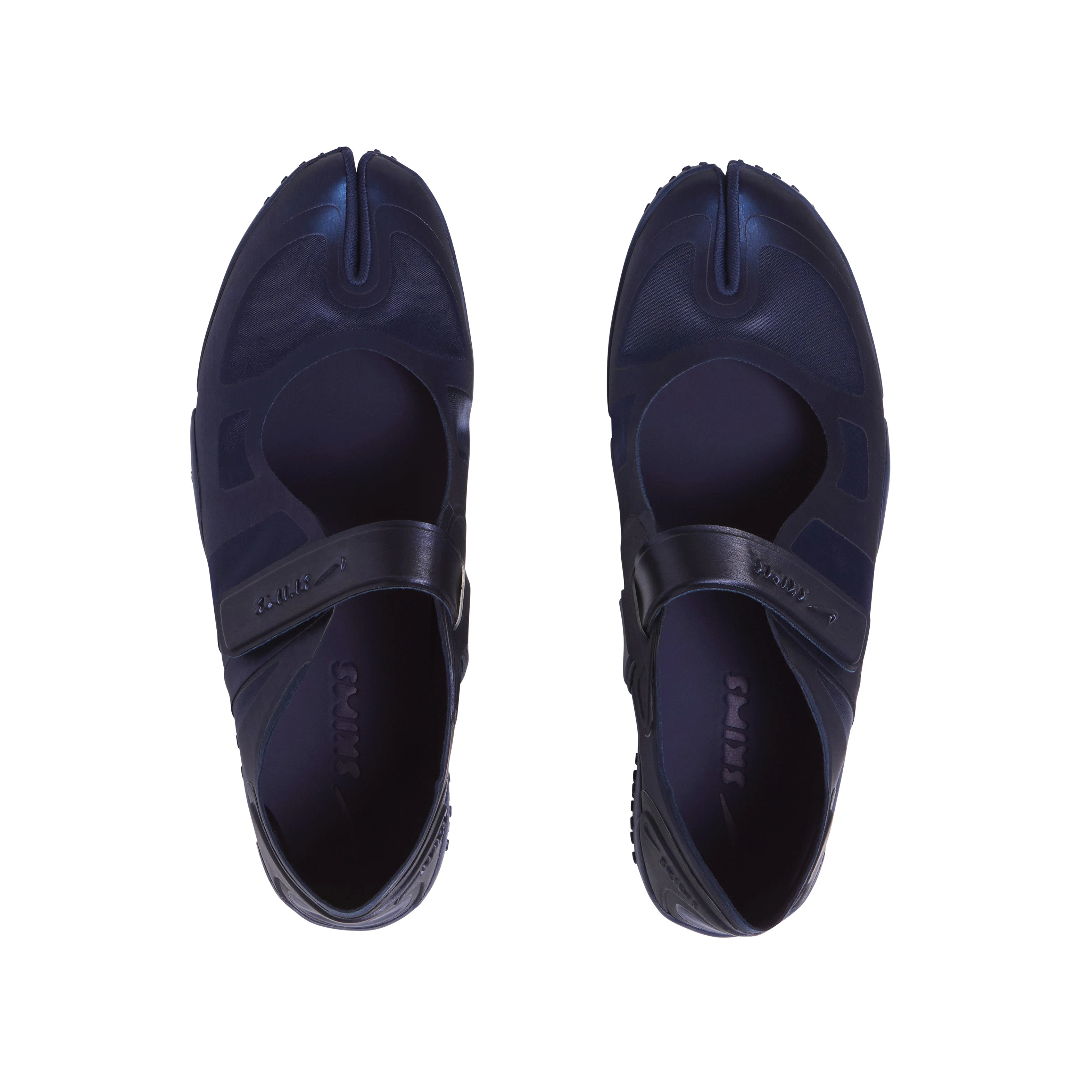 NikeSKIMS FOOTWEAR RIFT SATIN | NAVY FLAT ON A WHITE BACKGROUND | FLT