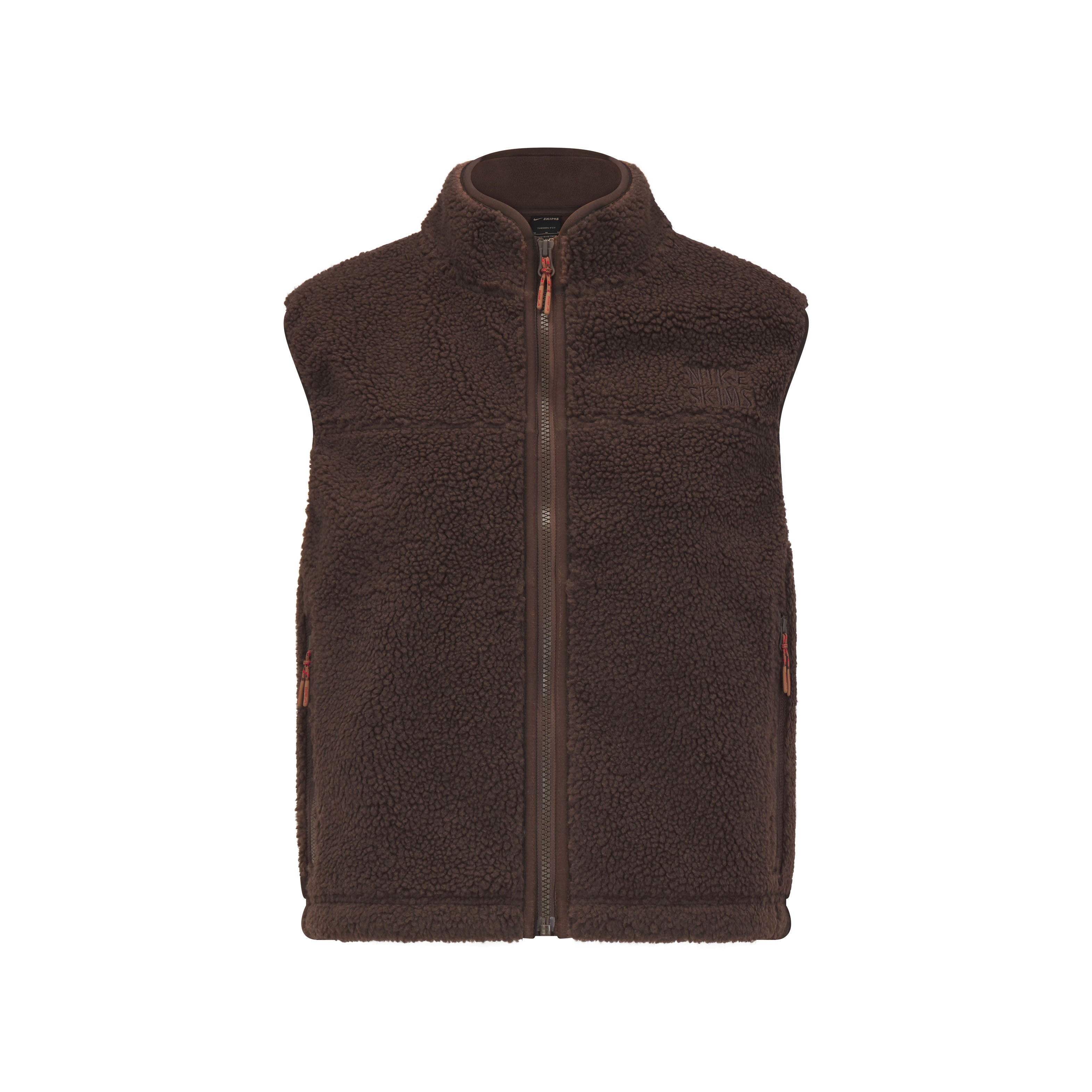 NikeSKIMS SHERPA VEST | DARK SEPIA FLAT ON A WHITE BACKGROUND | FLT