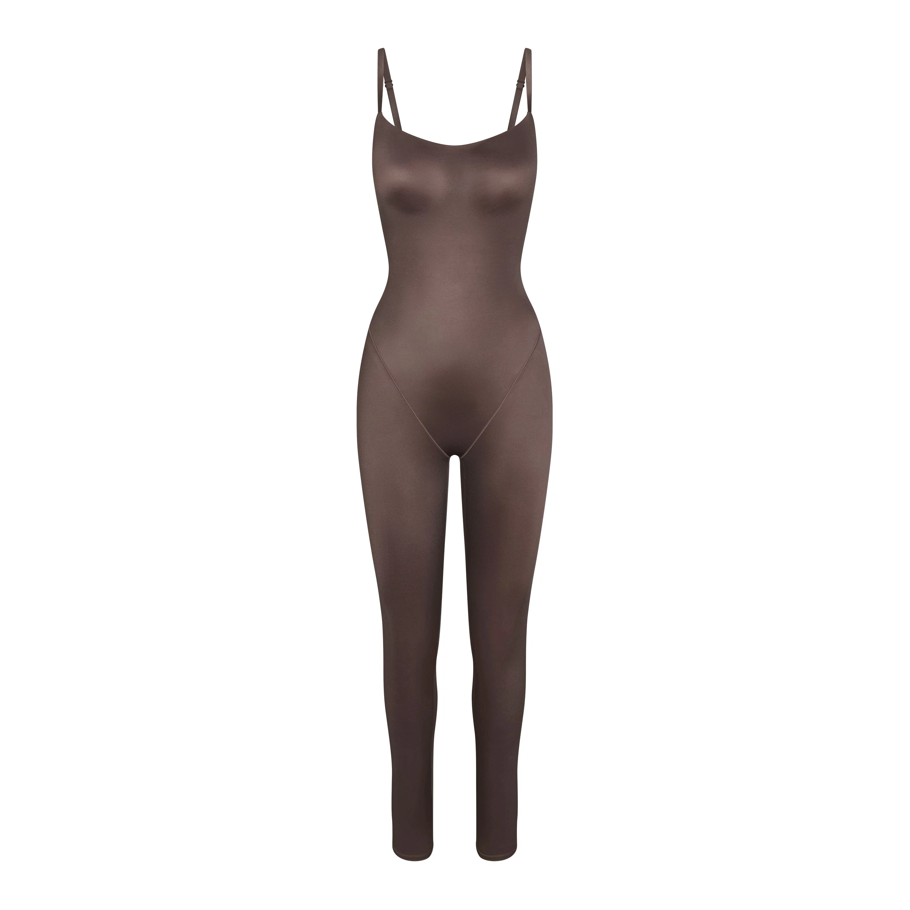 NikeSKIMS SHINE CAMI LONG ONESIE | NSKM RESIN FLAT ON A WHITE BACKGROUND | FLT