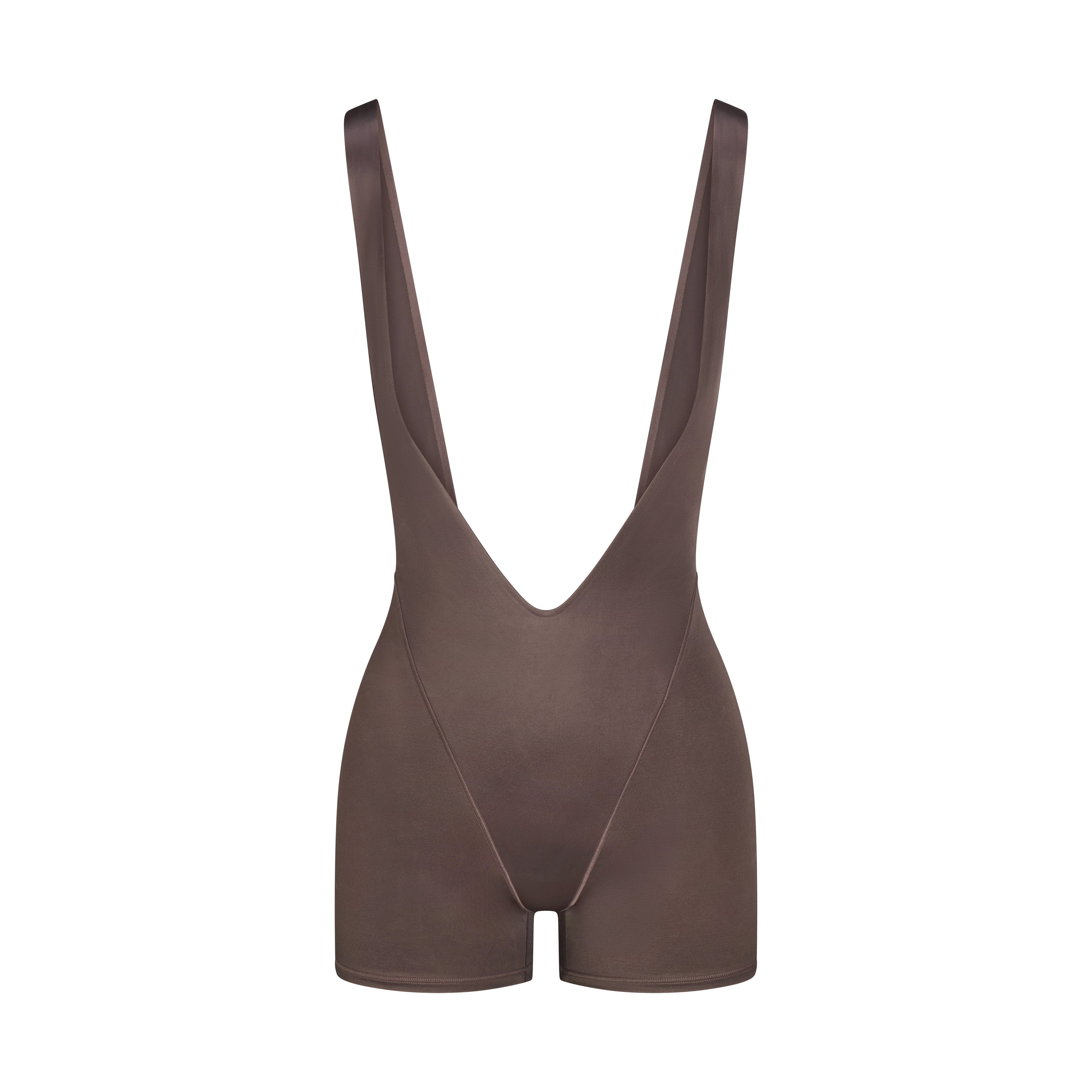 NikeSKIMS SHINE SUSPENDER 2.5 INCH ONESIE | NSKM RESIN FLAT ON A WHITE BACKGROUND | FLT