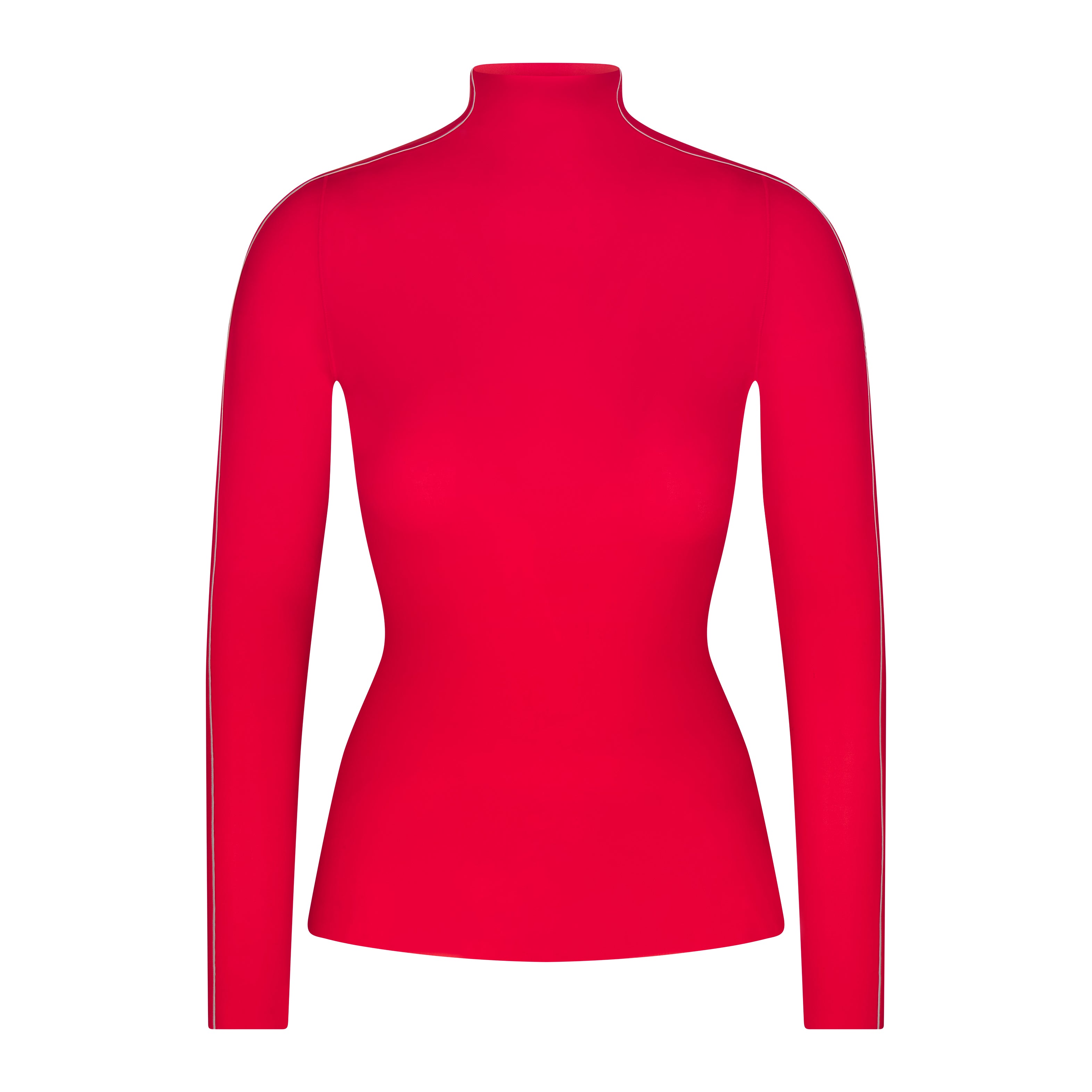 NikeSKIMS WEIGHTLESS LAYERS MOCK NECK LONG SLEEVE TOP | UNIVERSITY RED FLAT ON A WHITE BACKGROUND | FLT