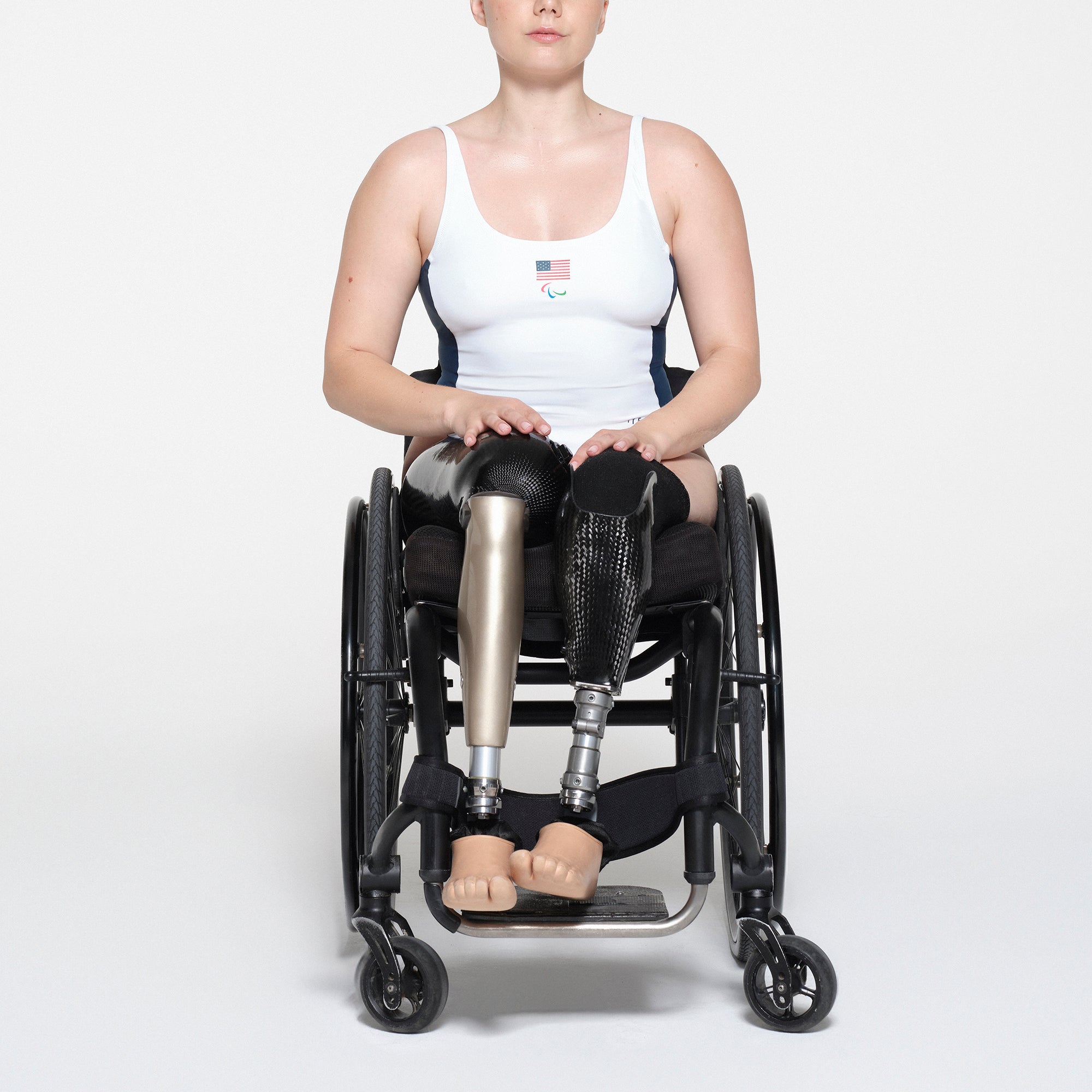 SKIMS FOR TEAM USA SIGNATURE SWIM PARALYMPIC SCOOP NECK ONE PIECE | WHITE |  XXS
