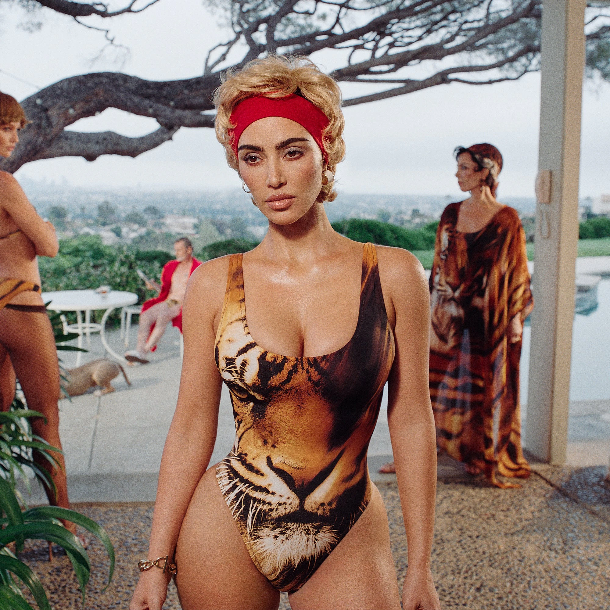 ROBERTO CAVALLI X SKIMS SCOOP NECK ONE PIECE | TIGER FACE PRINT CAMPAIGN IMAGERY | FOCUS: 0.0, 1.0, 0.9