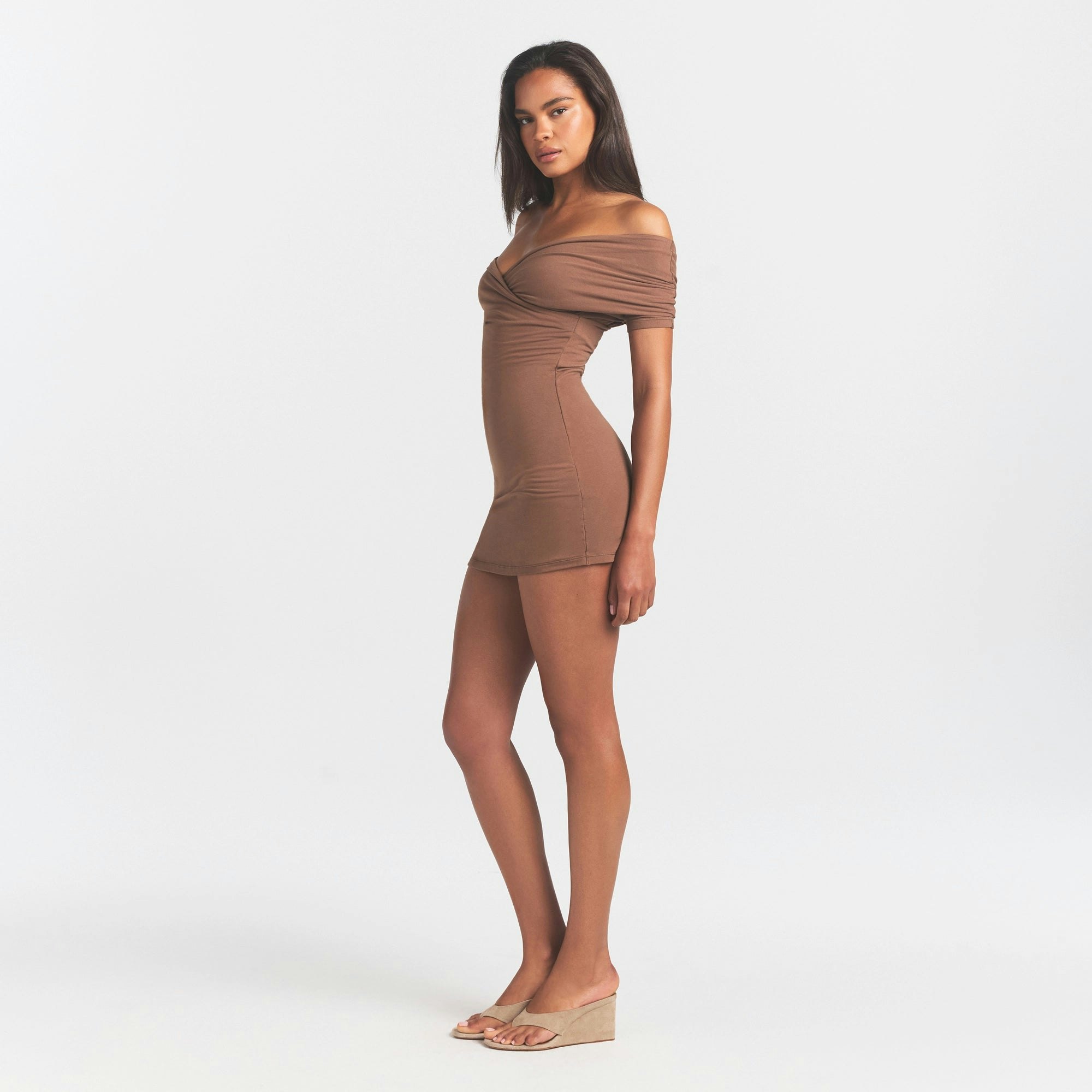 COTTON JERSEY WRAP MINI DRESS | JASPER ON A MODEL FRONT VIEW @ | FOCUS: 0.0, 1.0, 0.9