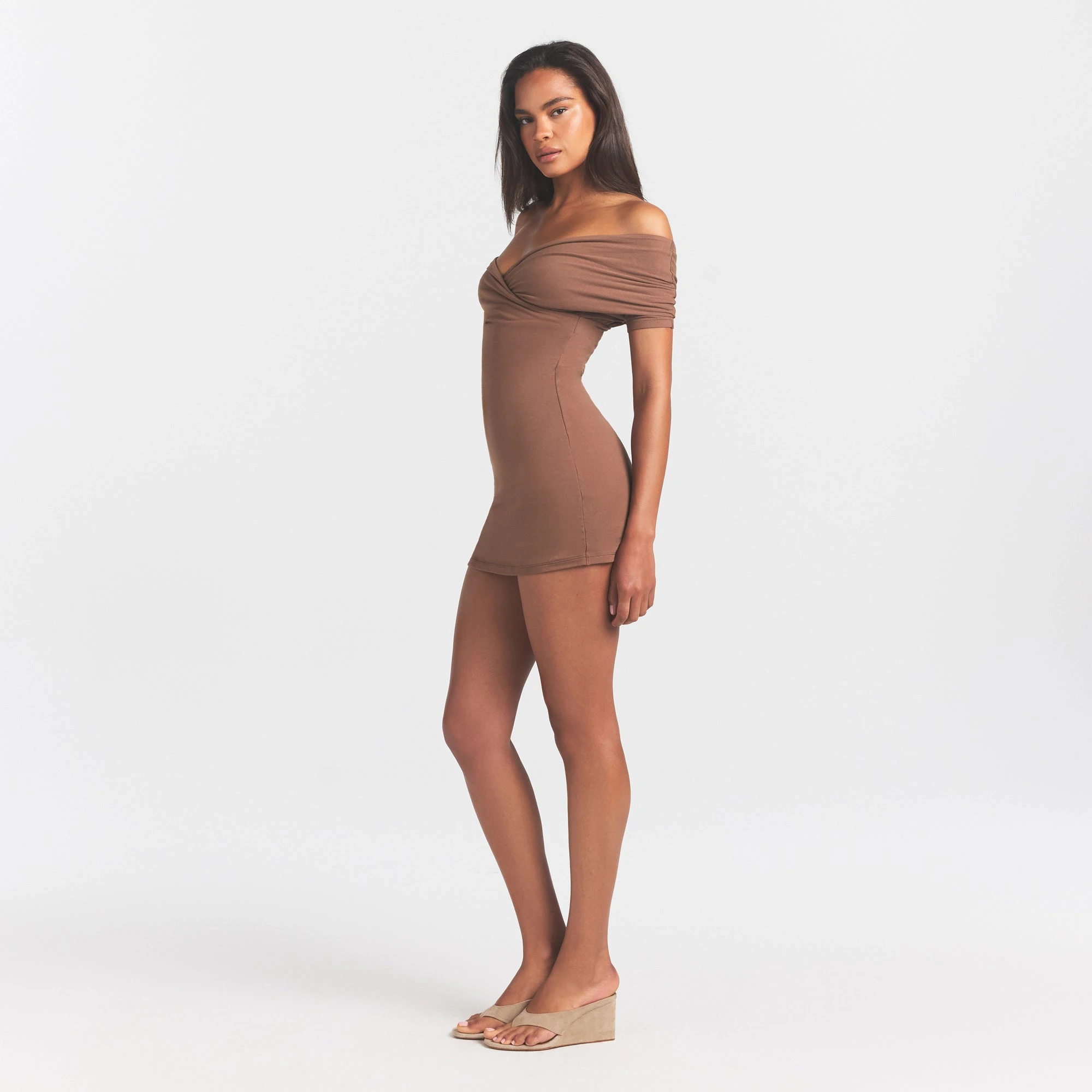 COTTON JERSEY WRAP MINI DRESS | JASPER ON A MODEL FRONT VIEW @ | FOCUS: 0.0, 1.0, 0.9