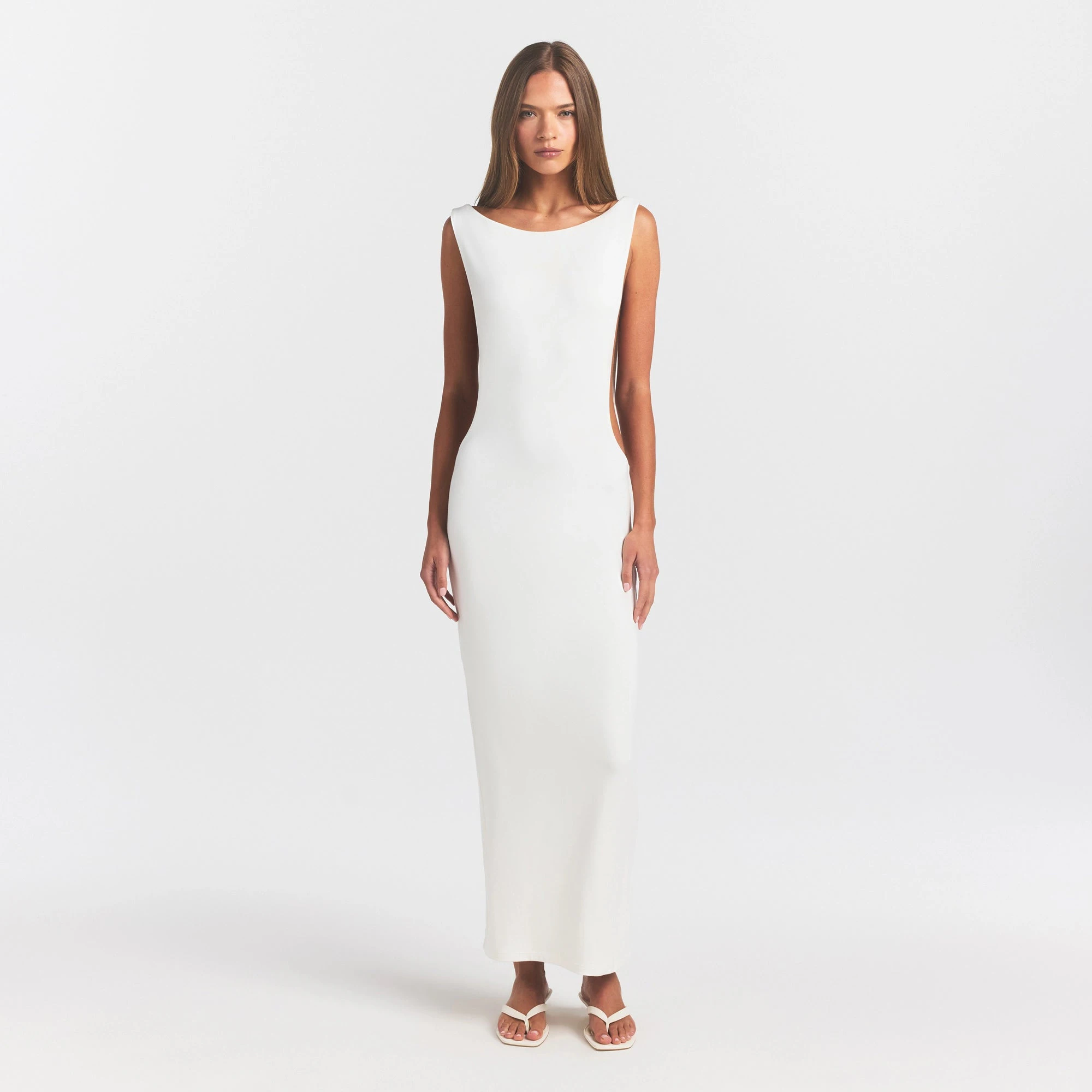 SMOOTH LAYERS CUT OUT LONG DRESS | EGRET | SKIMS SMOOTH LAYERS CUT OUT LONG DRESS | EGRET | SKIMS