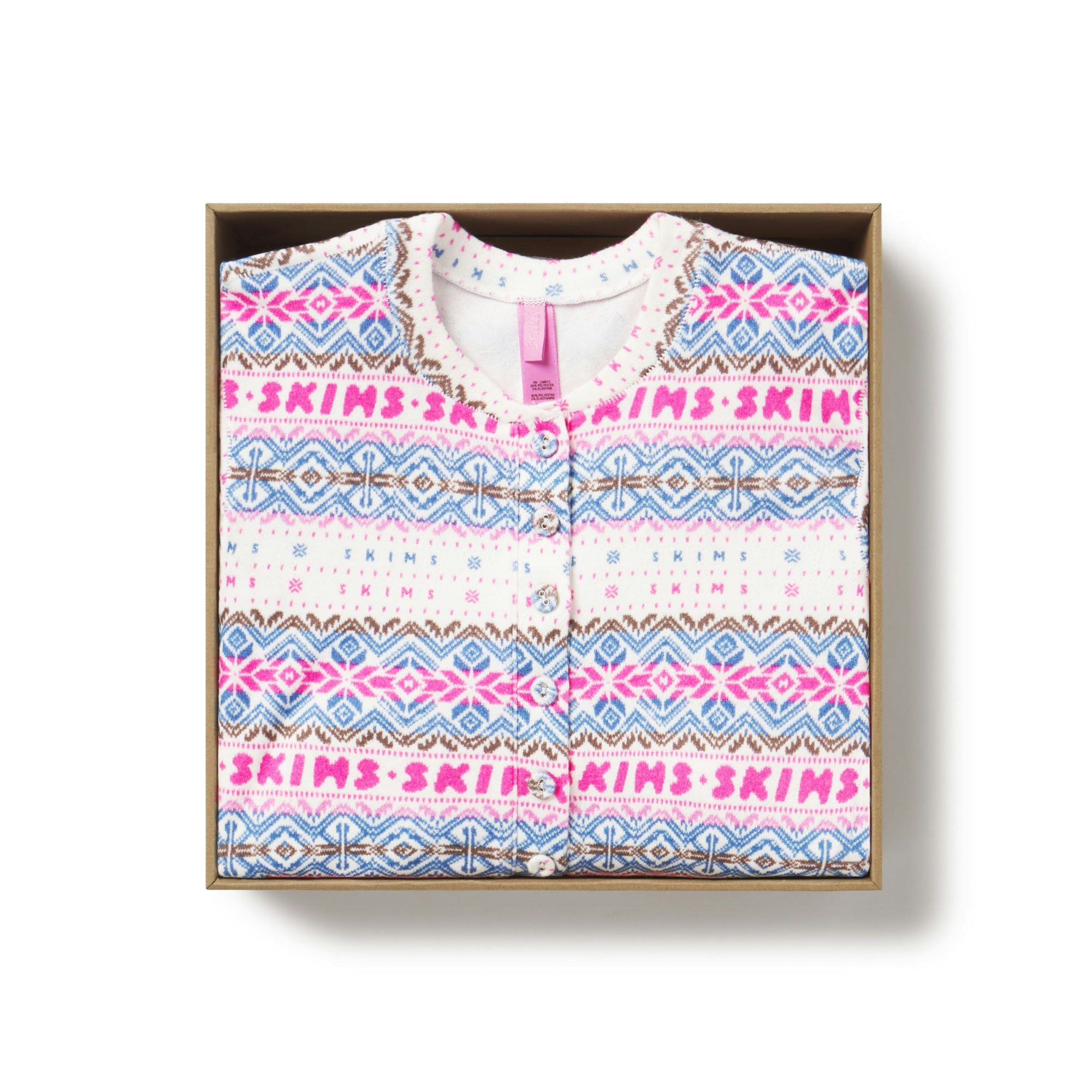 LOGO PLUSH POINTELLE HENLEY ONESIE | OPAL FAIR ISLE  ADDITIONAL FABRIC DETAILS