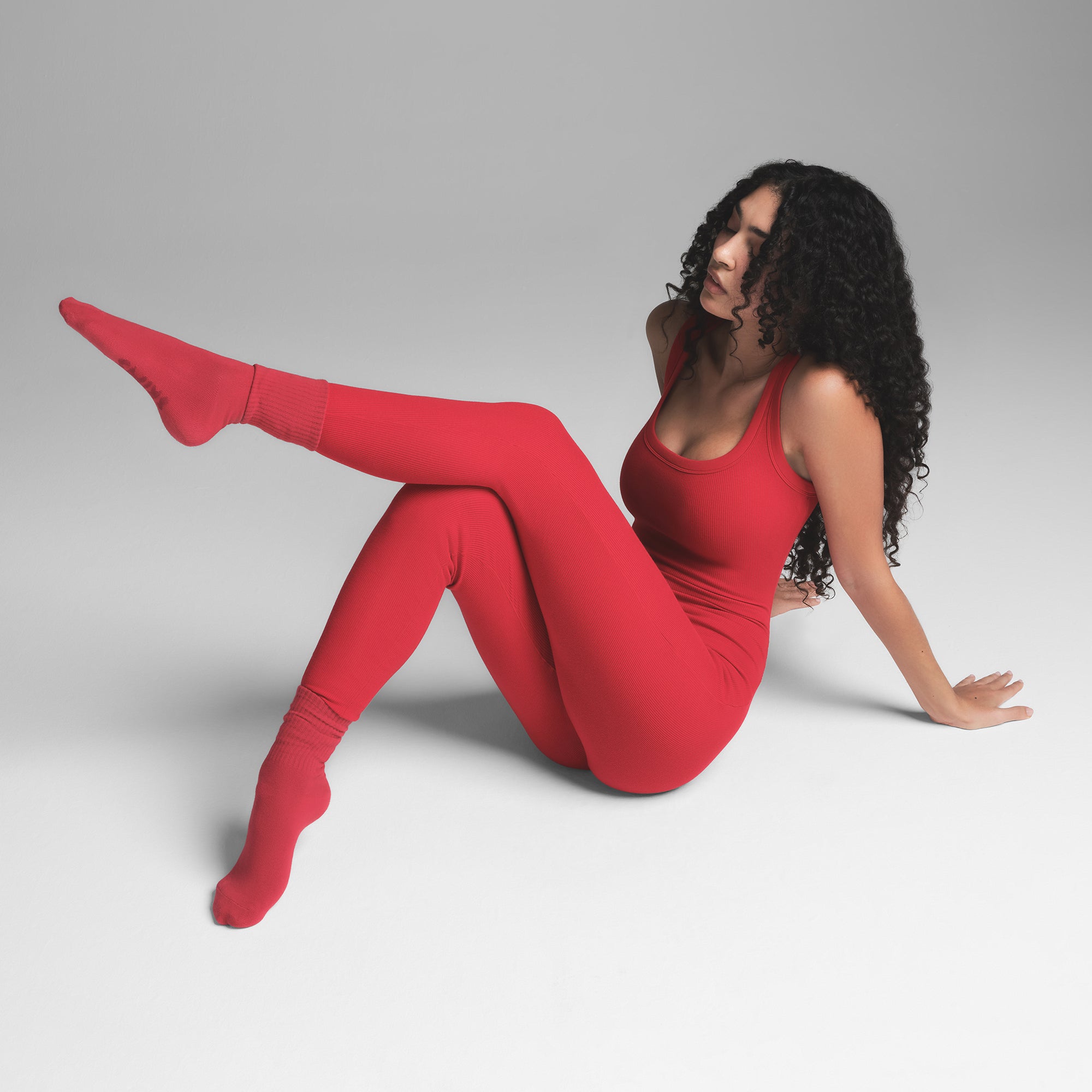 SKIMS◆コットン◆リブ◆ストレッチ◆マキシドレス[送料込] COTTON RIB TANK CATSUIT | CRANBERRY