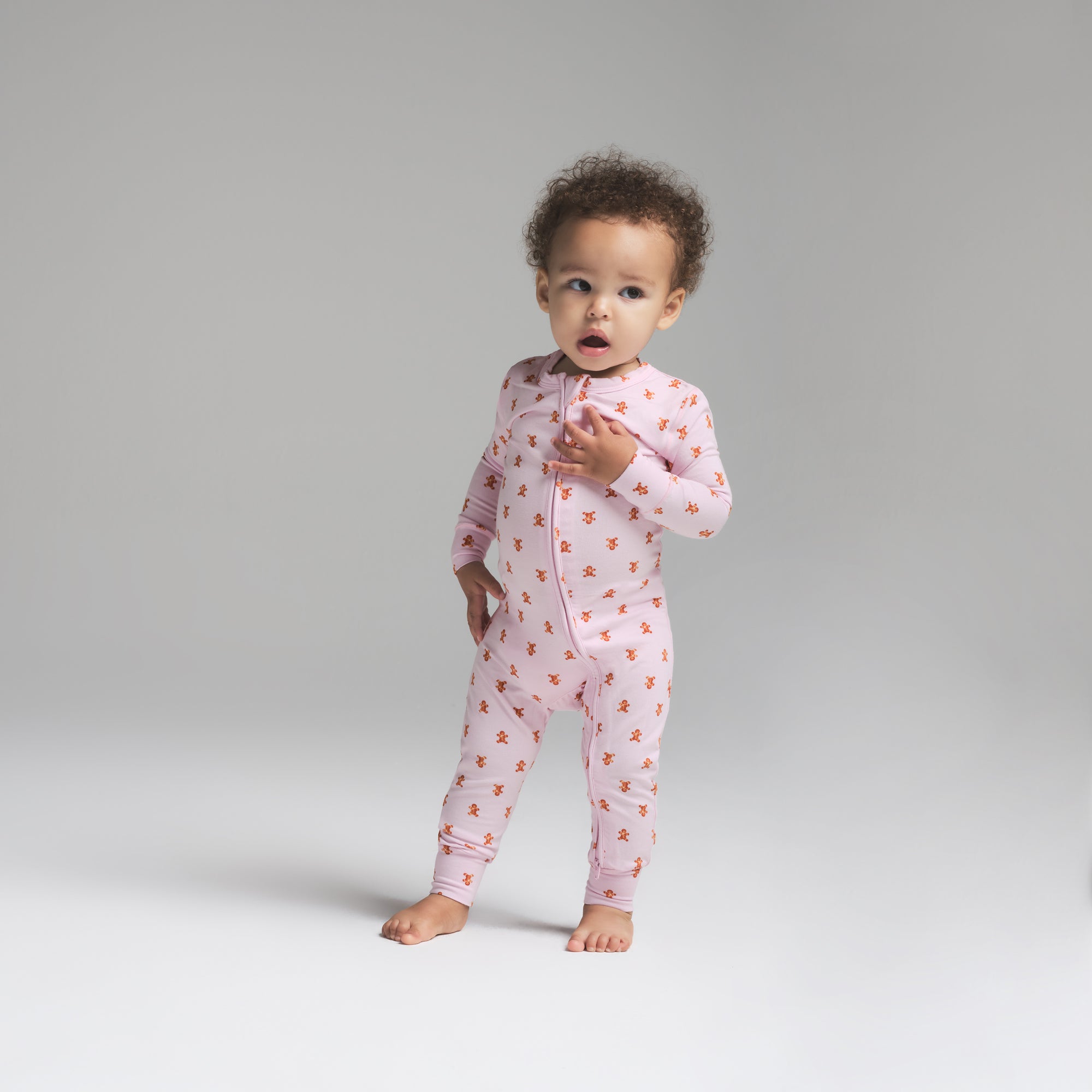 SKIMS SLEEP BABY ONESIE CHERRY BLOSSOM GINGERBREAD PRINT