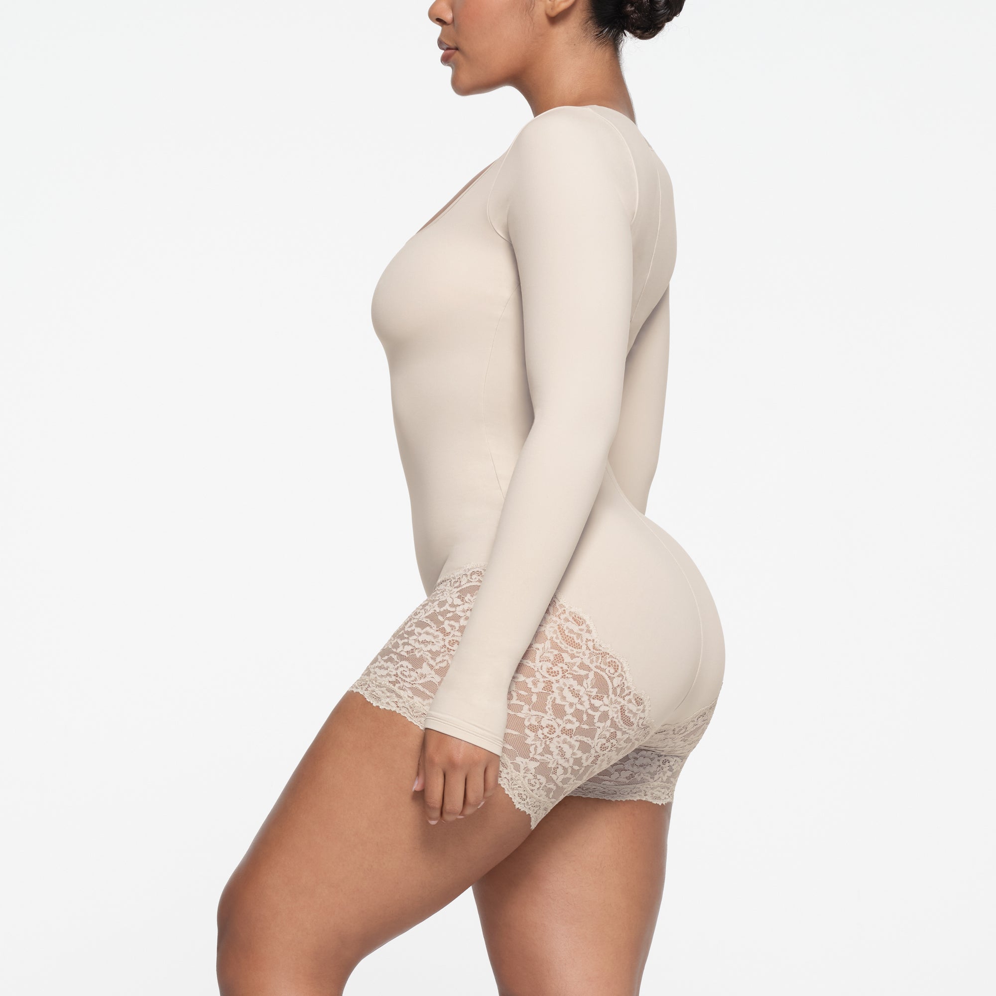 FITS EVERYBODY LACE LONG SLEEVE ONESIE | STONE