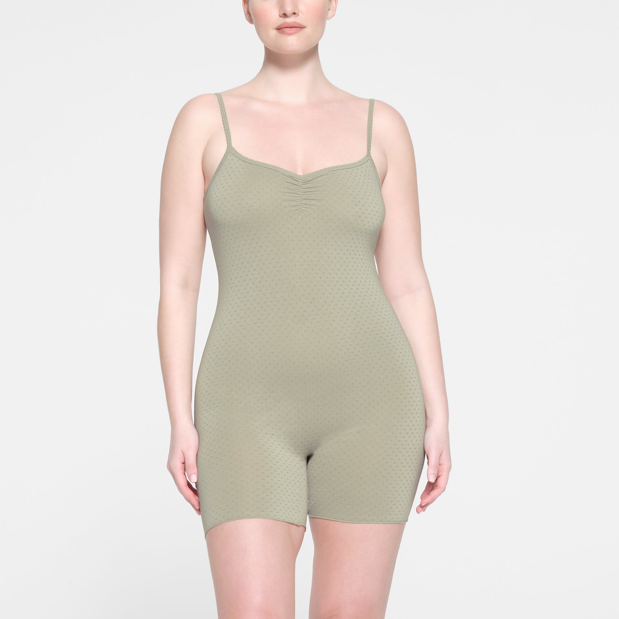 MICRO POINTELLE TANK ONESIE | TALC