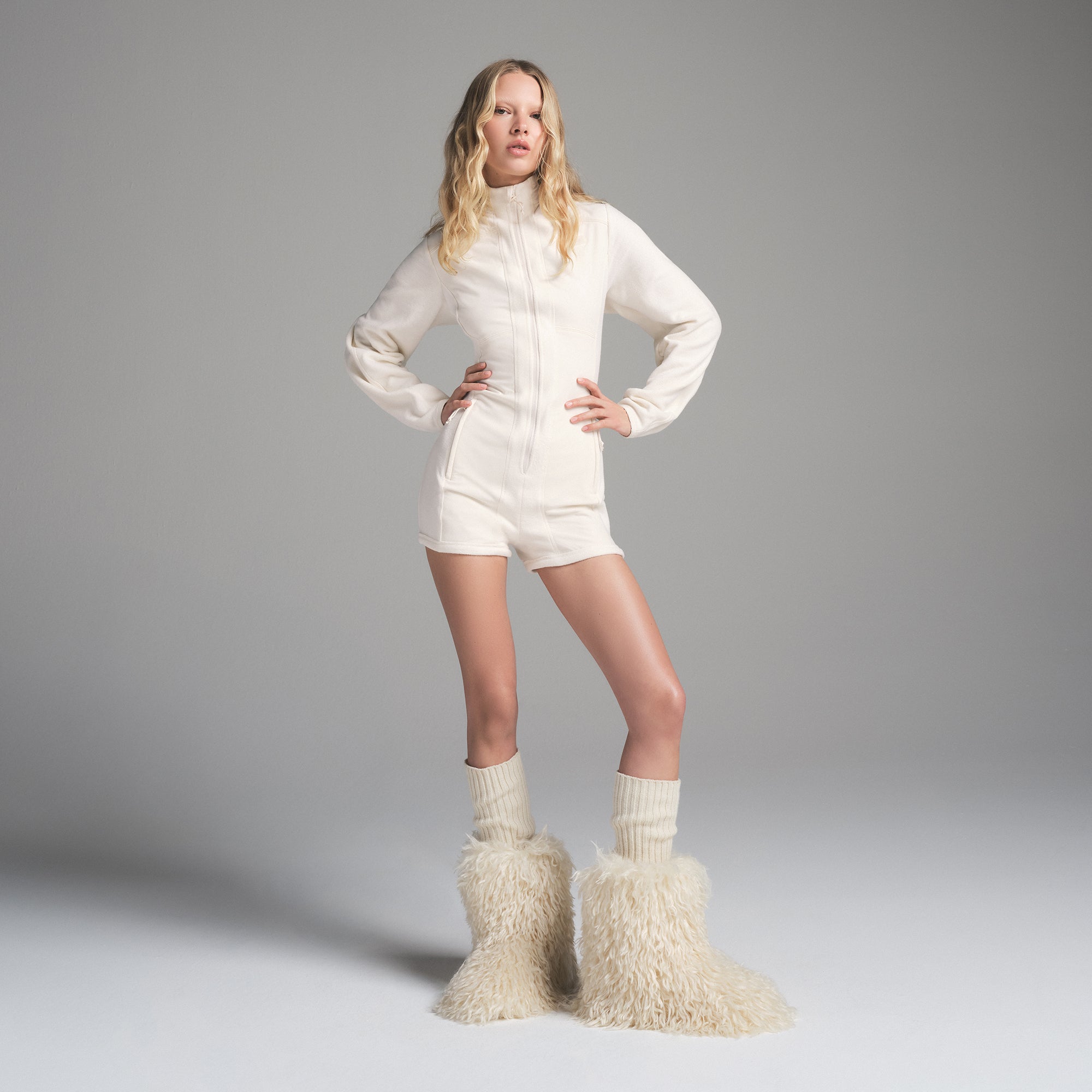 FLEECE LOUNGE ONESIE | ECRU