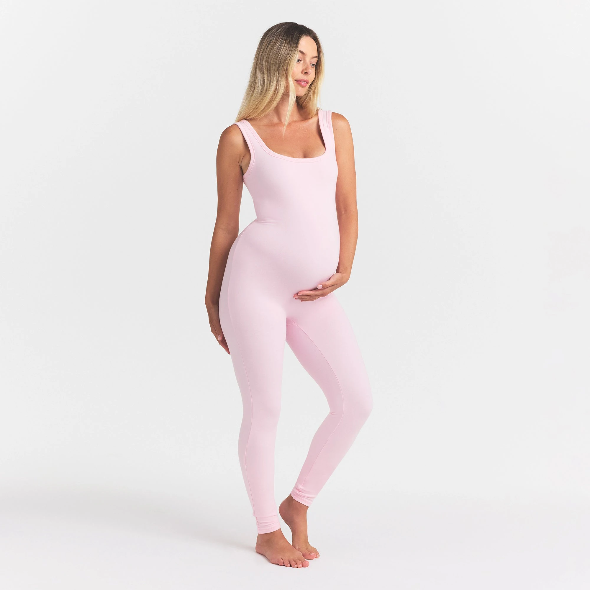 COTTON JERSEY MATERNITY CATSUIT | CHERRY BLOSSOM ON A MODEL FRONT VIEW @ | FOCUS: 0.0, 1.0, 0.9