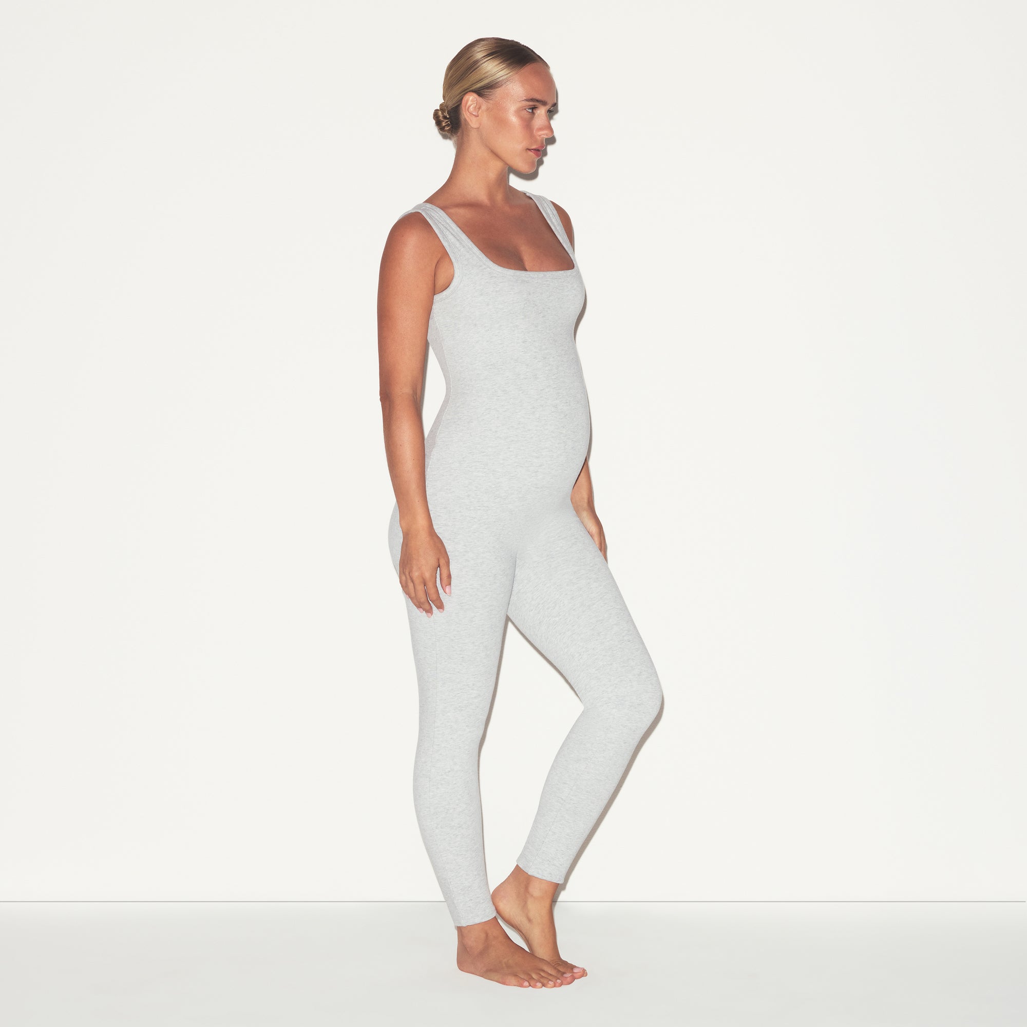 COTTON JERSEY MATERNITY CATSUIT | LIGHT HEATHER GREY | SKIMS