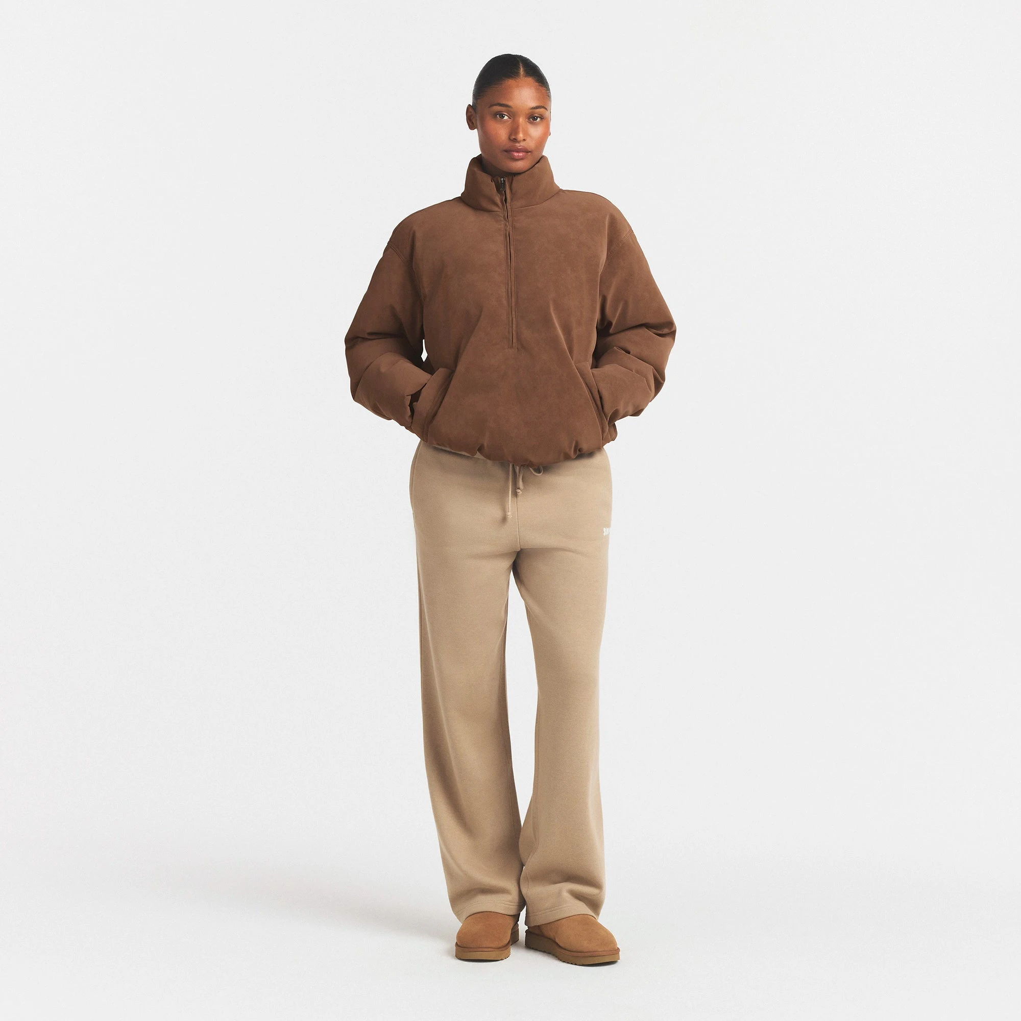 FAUX SUEDE HALF ZIP JACKET | JASPER & LAYS FLAT ON A WHITE BACKGROUND | FLT @ | FOCUS: 0.0, 1.0, 0.9