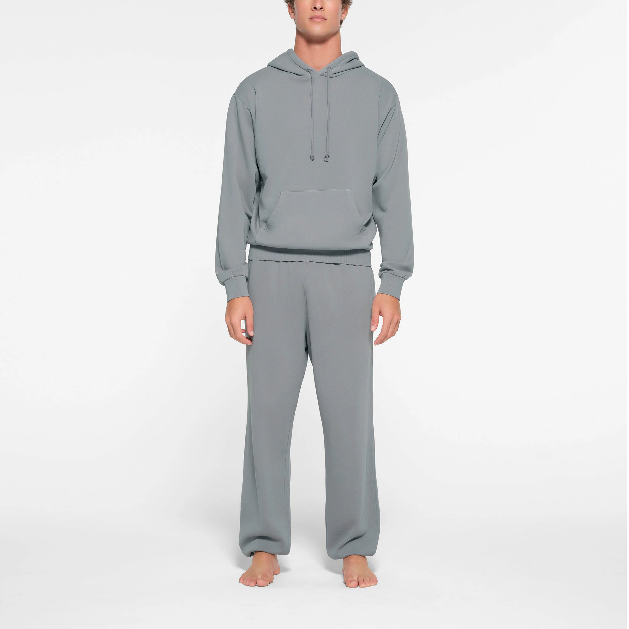 TERRY MENS HOODIE | PACIFIC ON A MODEL FRONT VIEW