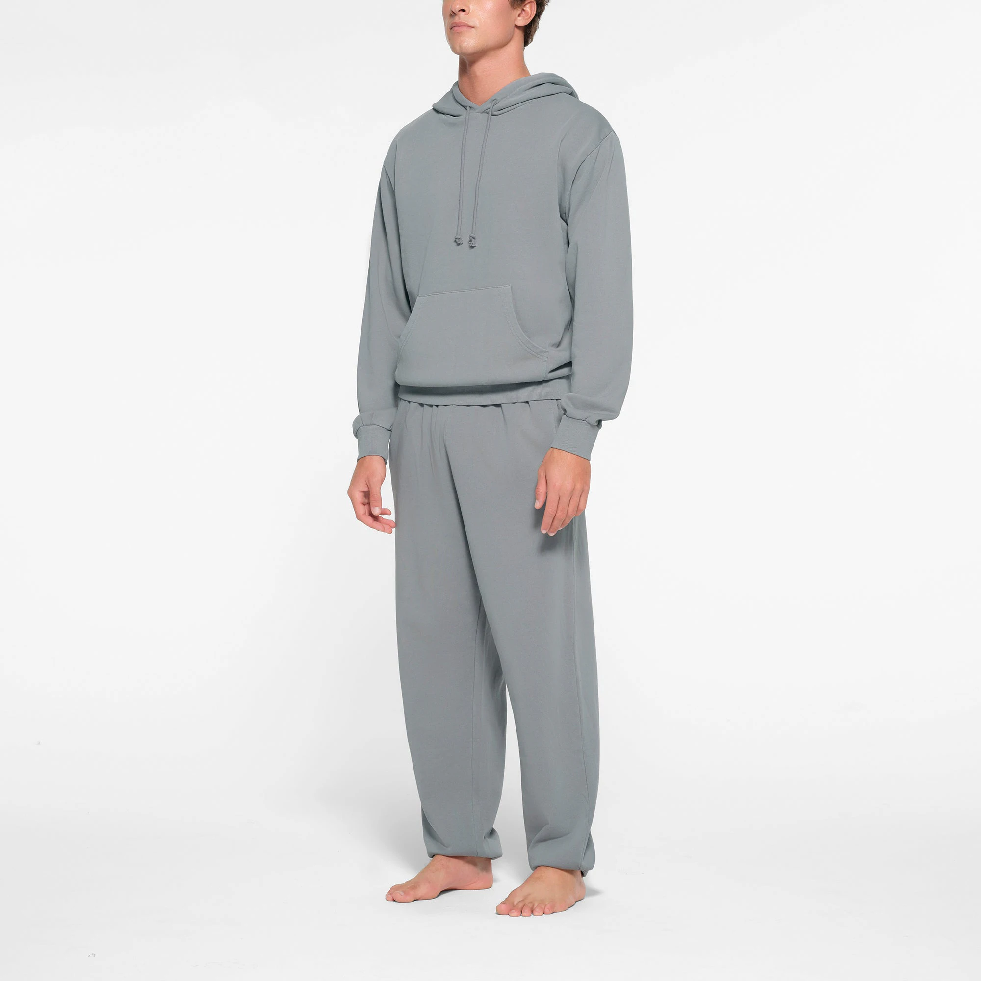 TERRY MENS HOODIE | PACIFIC ON A MODEL FRONT VIEW
