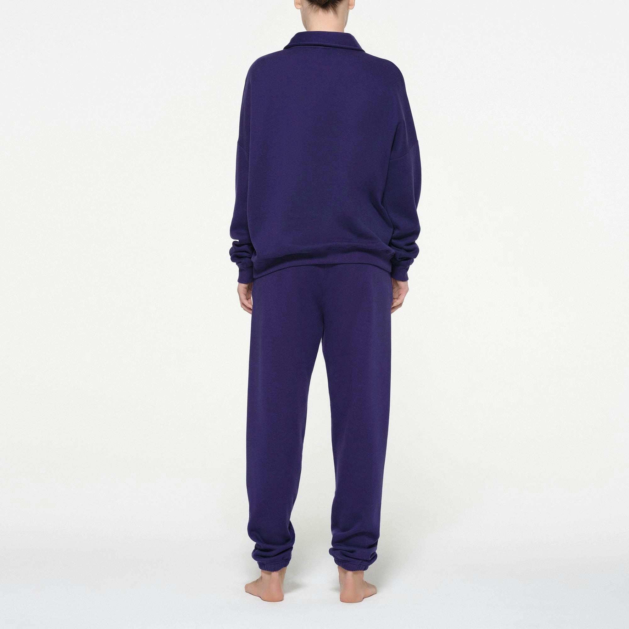 COTTON FLEECE OVERSIZED HALF ZIP PULLOVER | CONCORD ON A MODEL BACK VIEW
