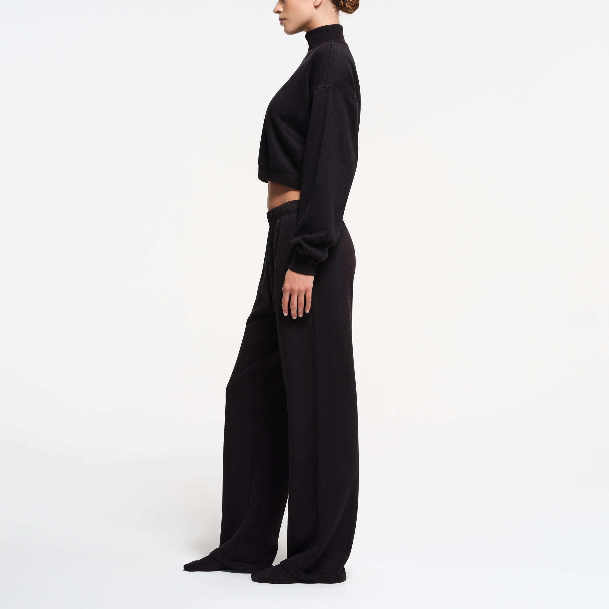高価値セリー CROPPED FLEECE COTTON HALF ONYX | PULLOVER ZIP ジャケット・アウター