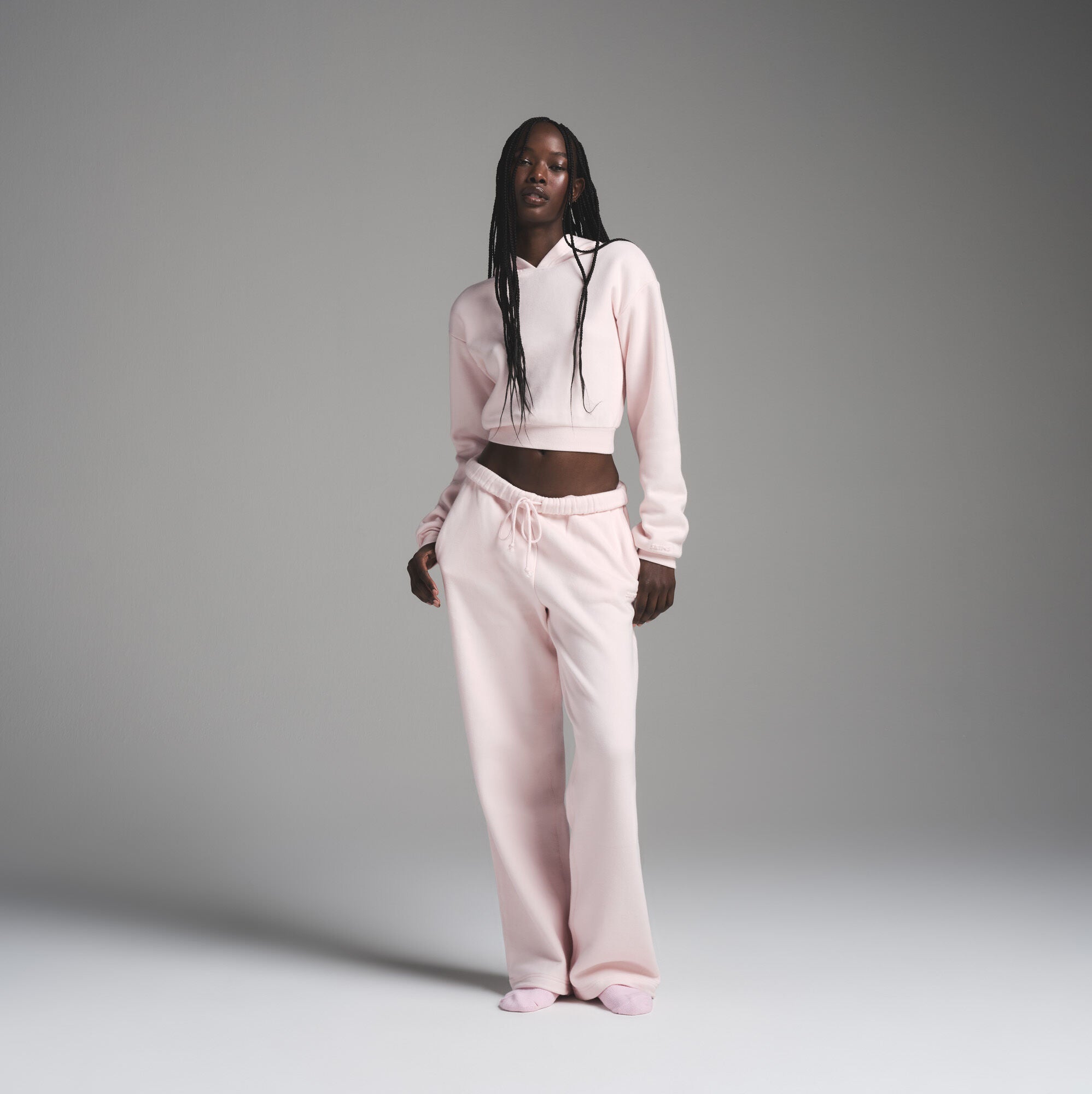 COTTON FLEECE CROPPED HALF ZIP PULLOVER | DUSK