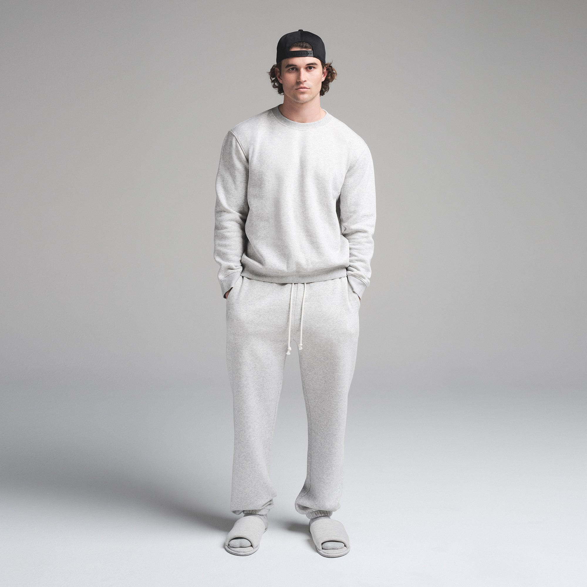 FLEECE LOUNGE MENS CLASSIC CREWNECK | LIGHT HEATHER GREY