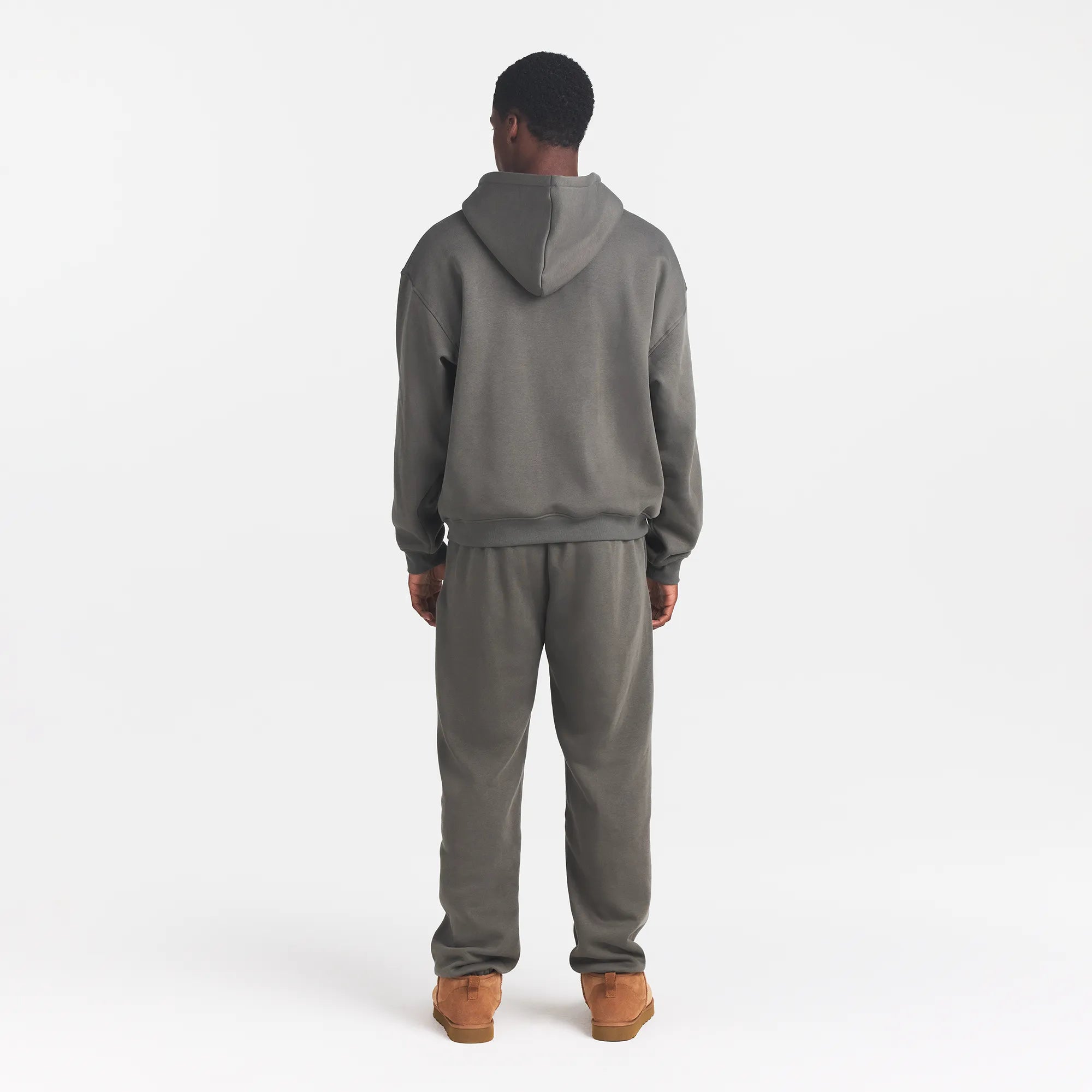 FLEECE LOUNGE MENS RELAXED HOODIE | JUNGLE ON A MODEL BACK VIEW @ | FOCUS: 0.0, 1.0, 0.9