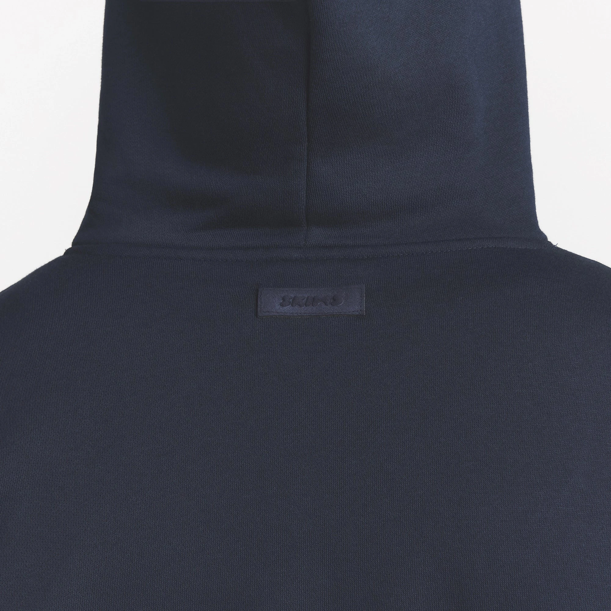 FLEECE LOUNGE MENS RELAXED HOODIE | NAVY ON A MODEL BACK VIEW @ | FOCUS: 0.0, 1.0, 0.9