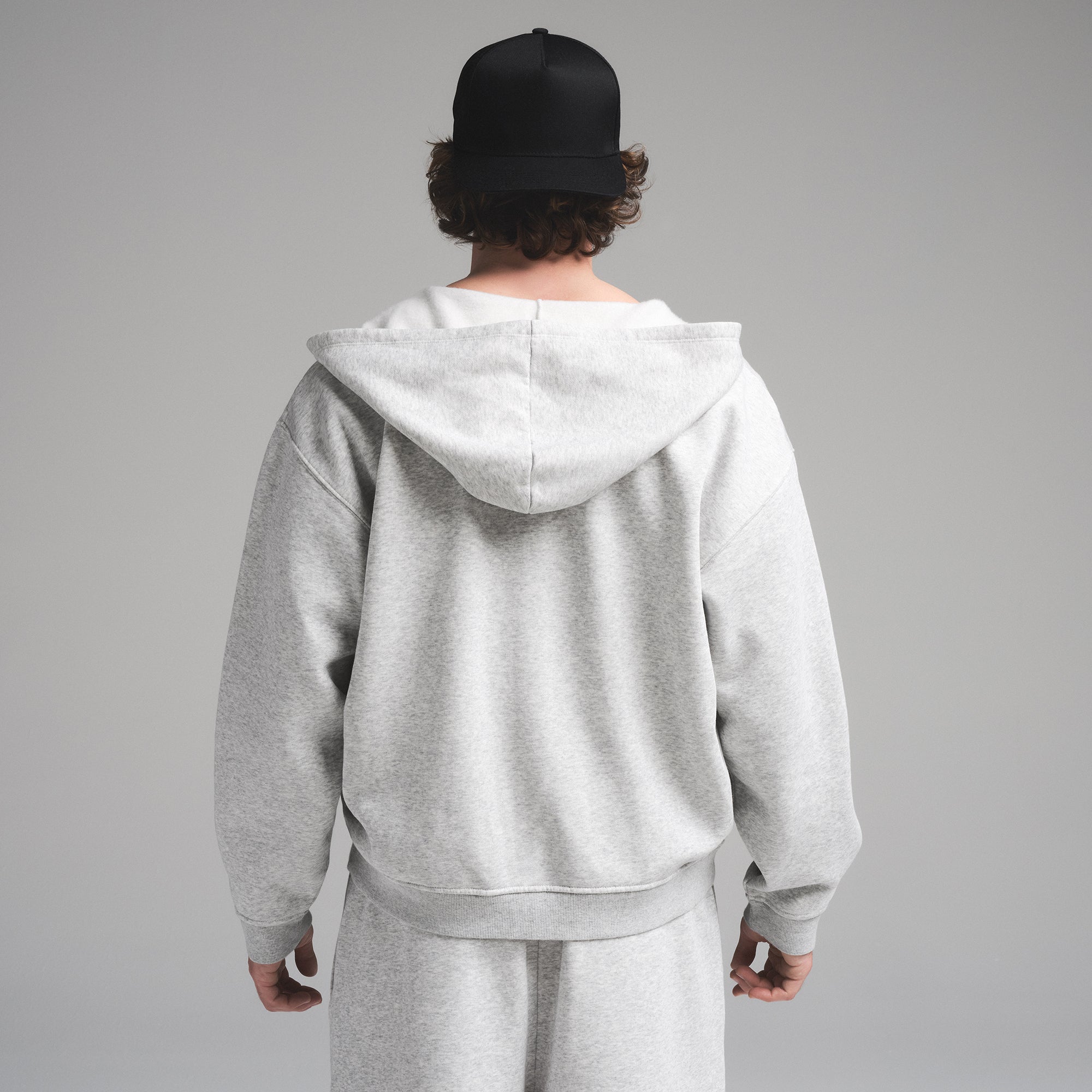 FLEECE LOUNGE MENS RELAXED ZIP UP HOODIE | LIGHT HEATHER GREY