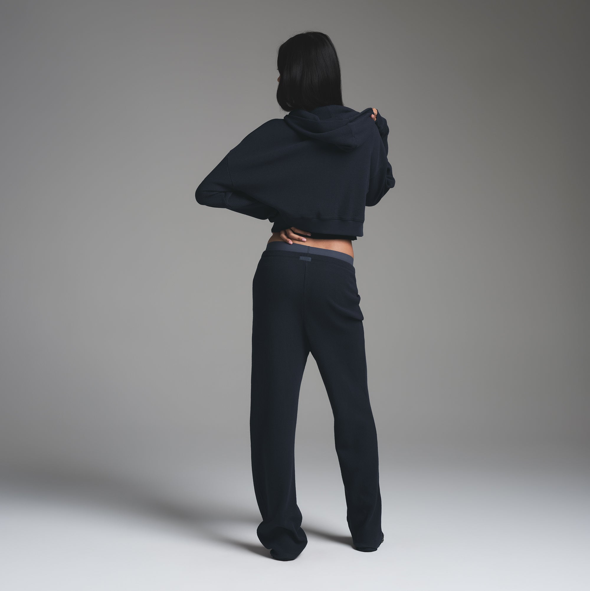 【HI FI FNK】Feb Waffle Cropped Zip Hoodie HEAVY WAFFLE CROPPED ZIP UP HOODIE | NAVY
