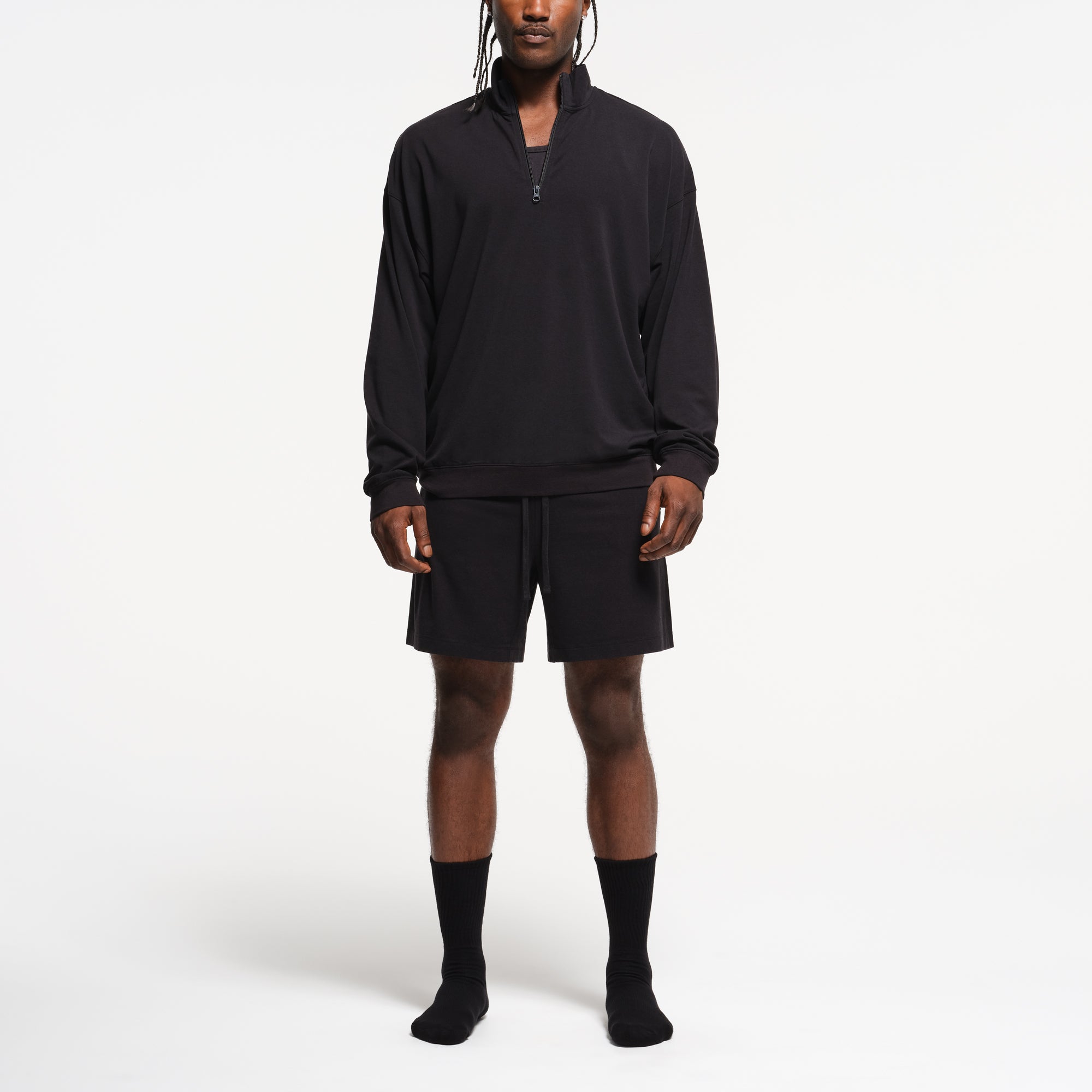 驚きの価格が実現！ ZIP QUARTER RELAXED MENS LOUNGE JERSEY PULLOVER OBSIDIAN | メンズウェア